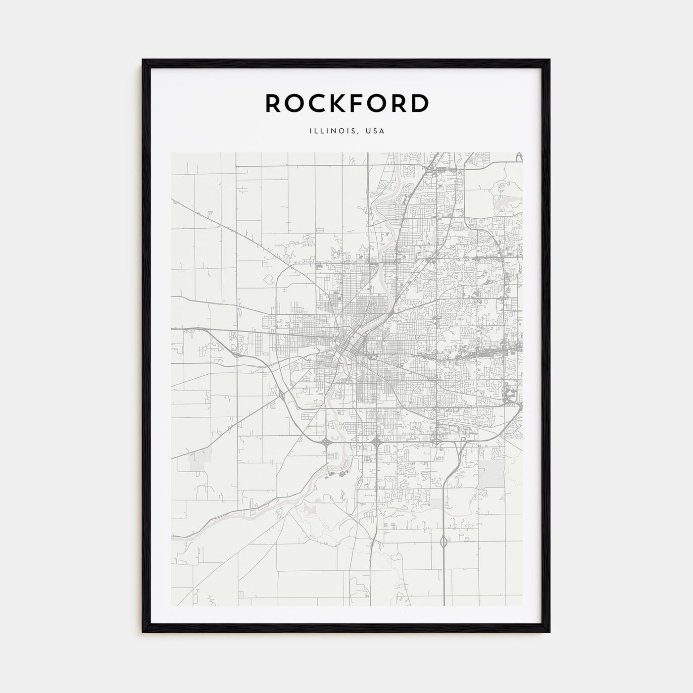 Rockford Map Portrait Poster