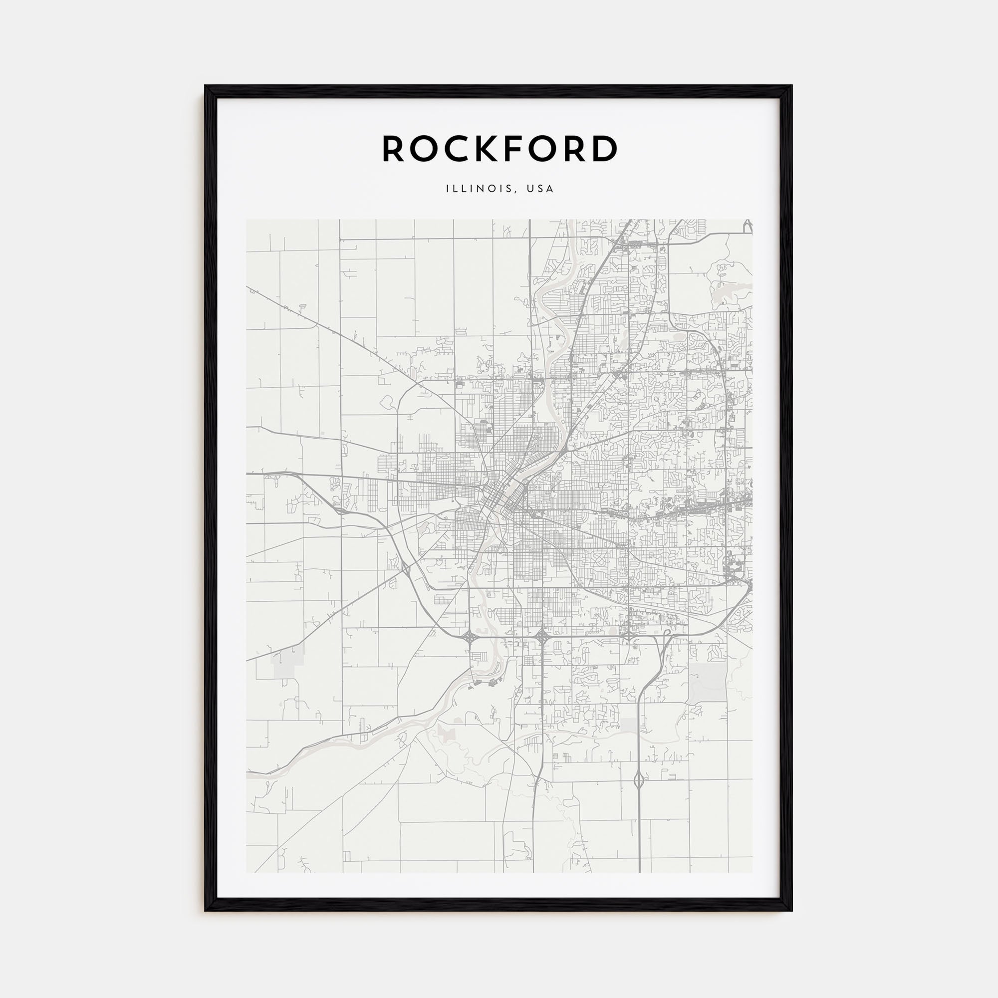 Rockford Map Portrait Poster