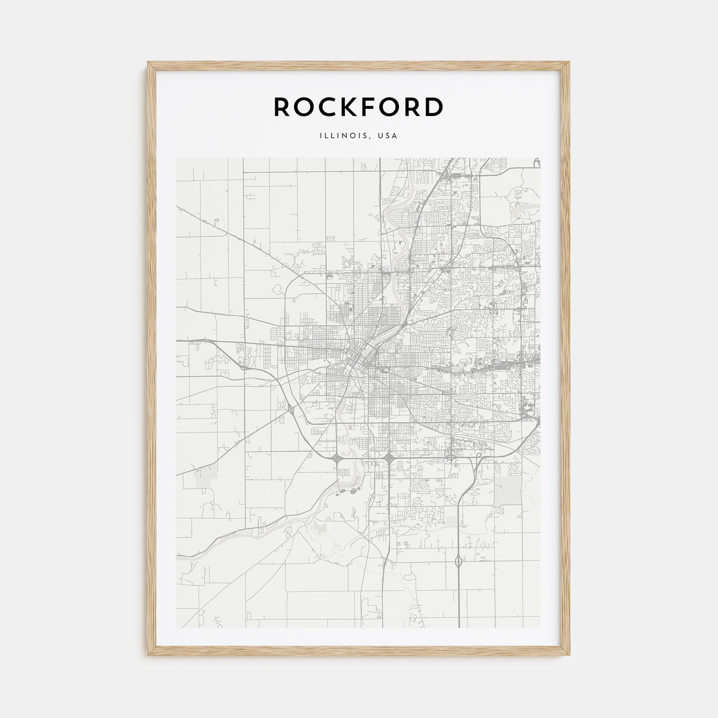 Rockford Map Portrait Poster