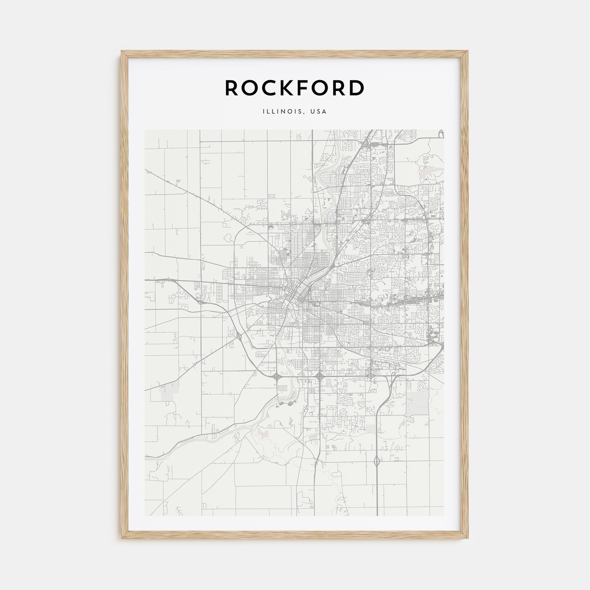 Rockford Map Portrait Poster