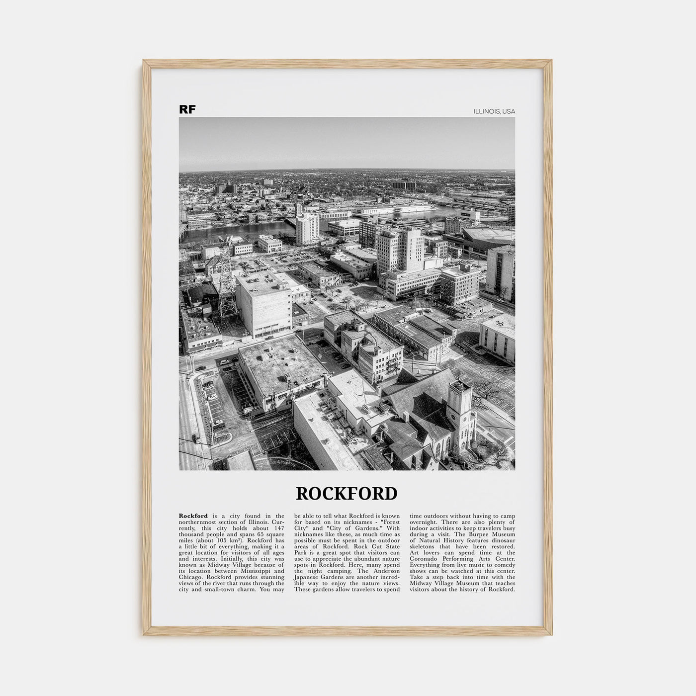 Rockford Travel B&W Poster