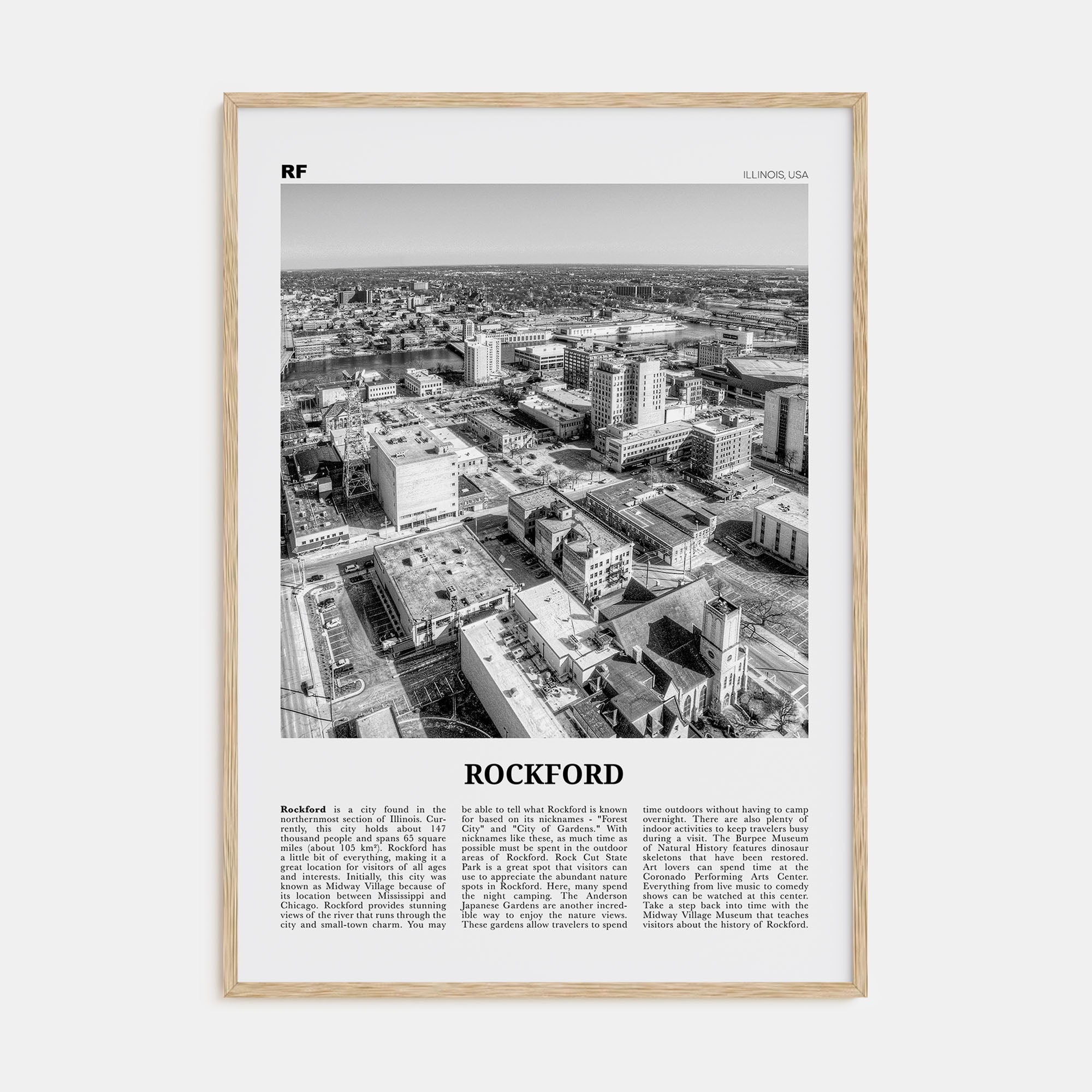 Rockford Travel B&W Poster