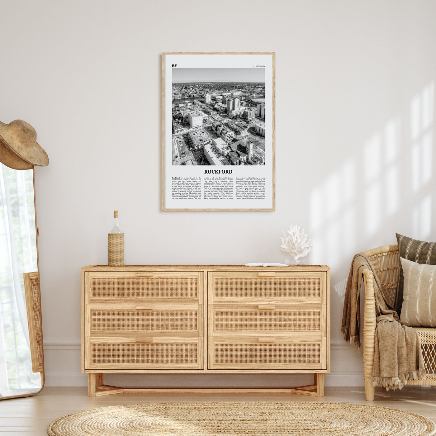 Rockford Travel B&W Poster