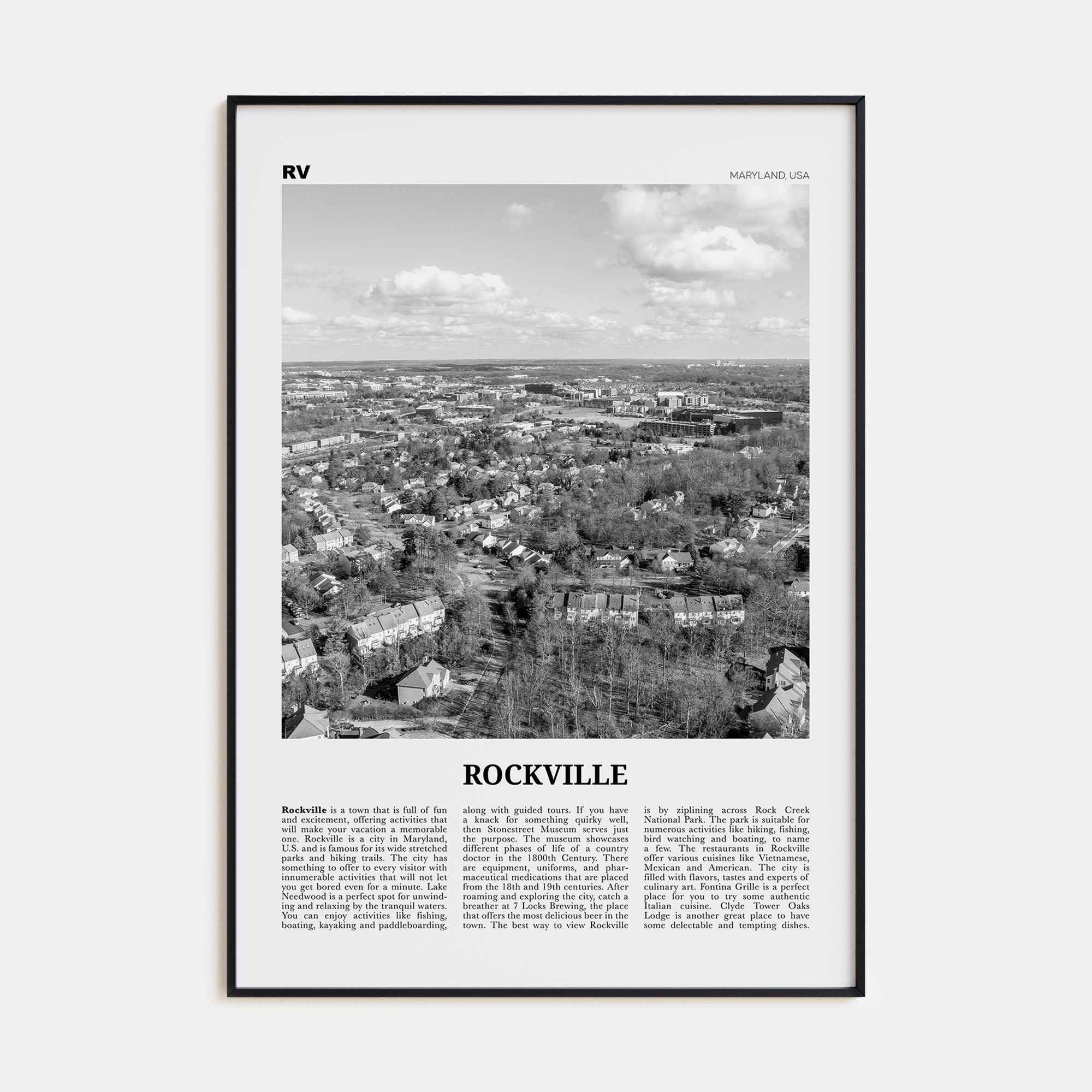 Rockville Travel B&W Poster