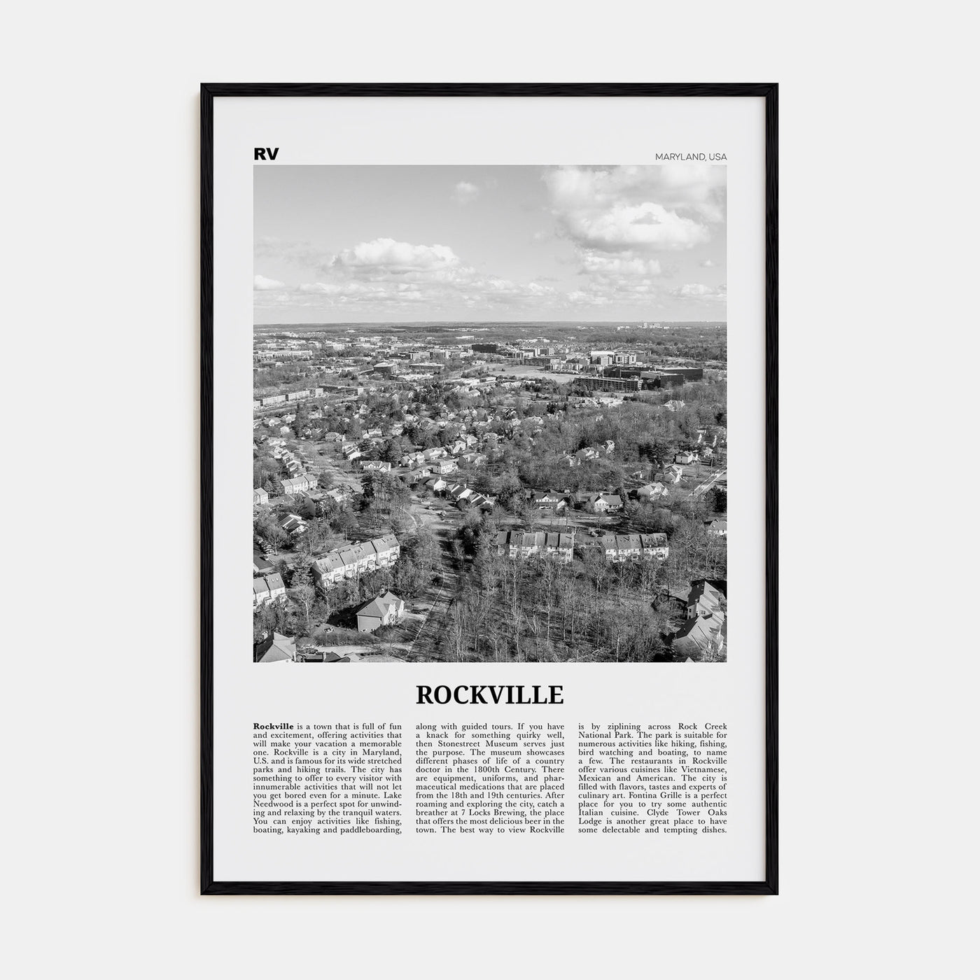 Rockville Travel B&W Poster
