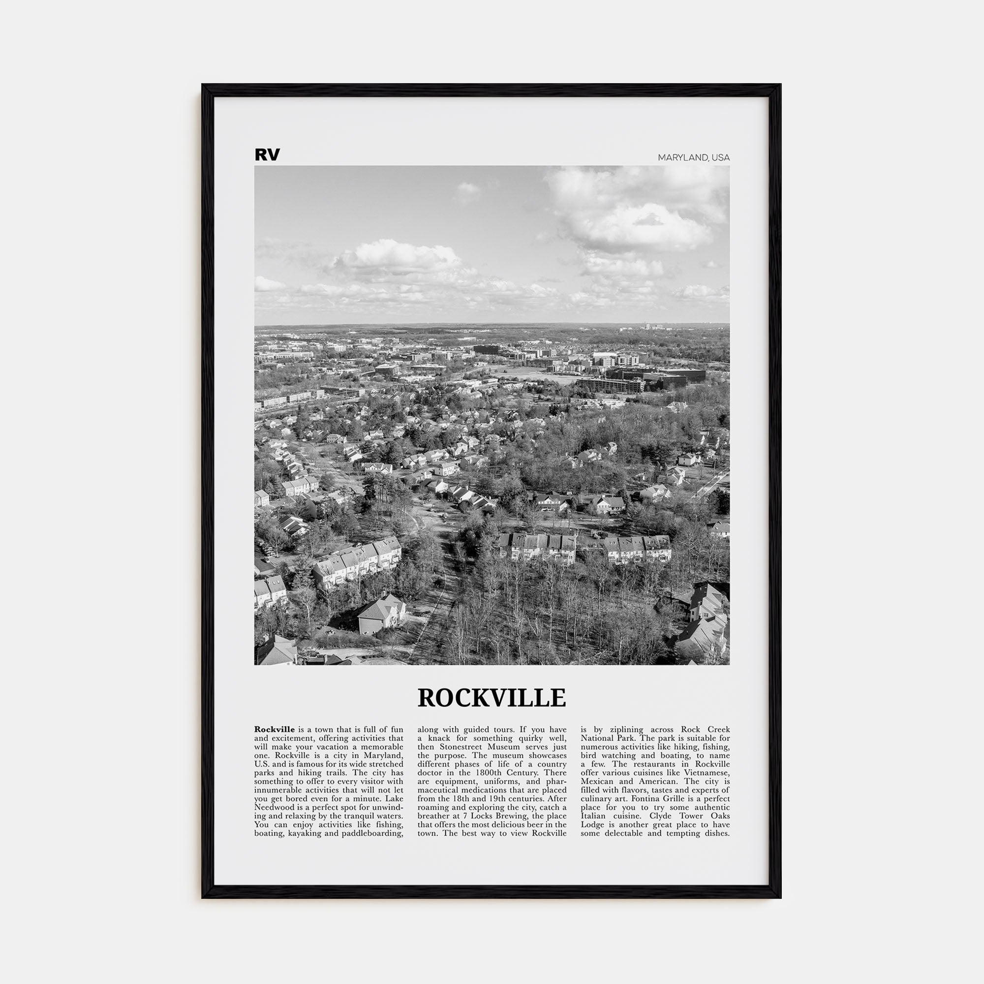 Rockville Travel B&W Poster