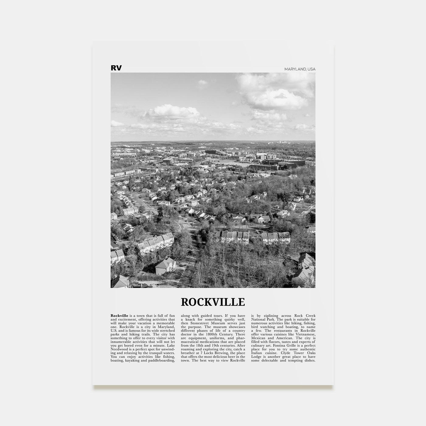 Rockville Travel B&W Poster