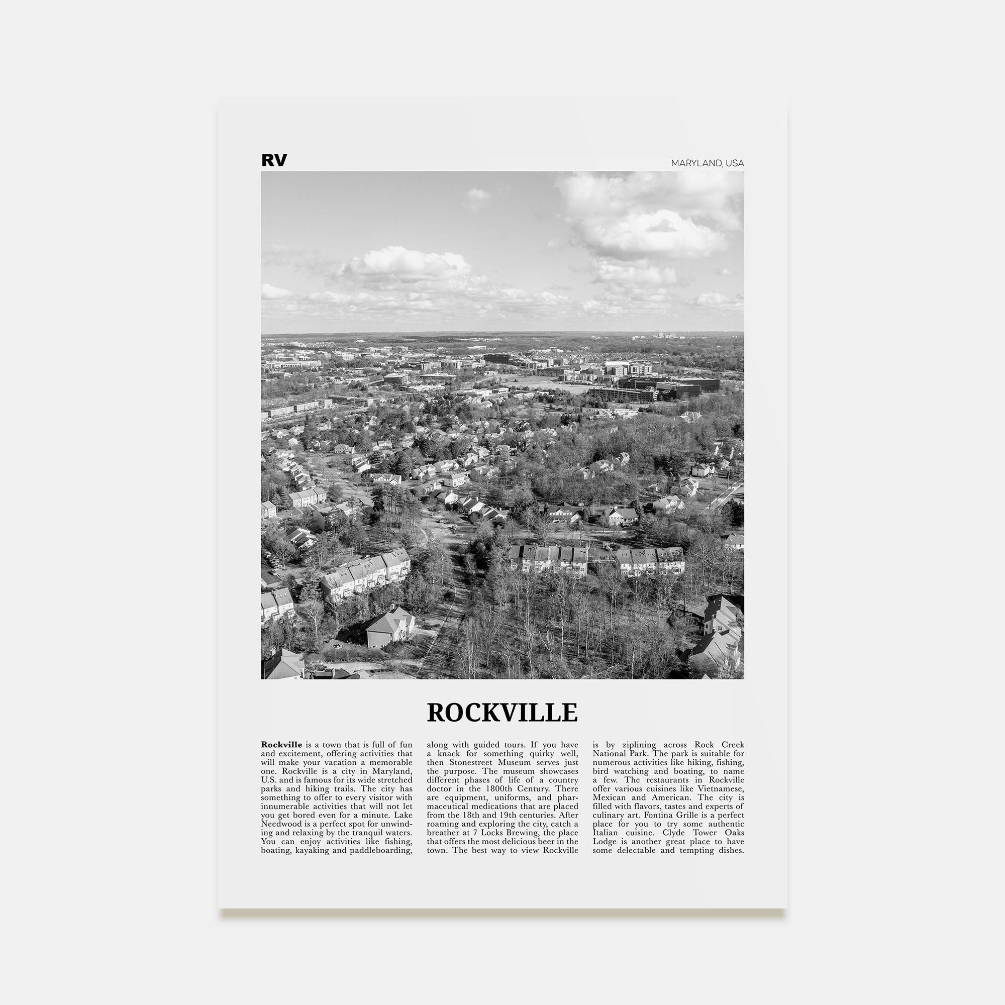 Rockville Travel B&W Poster