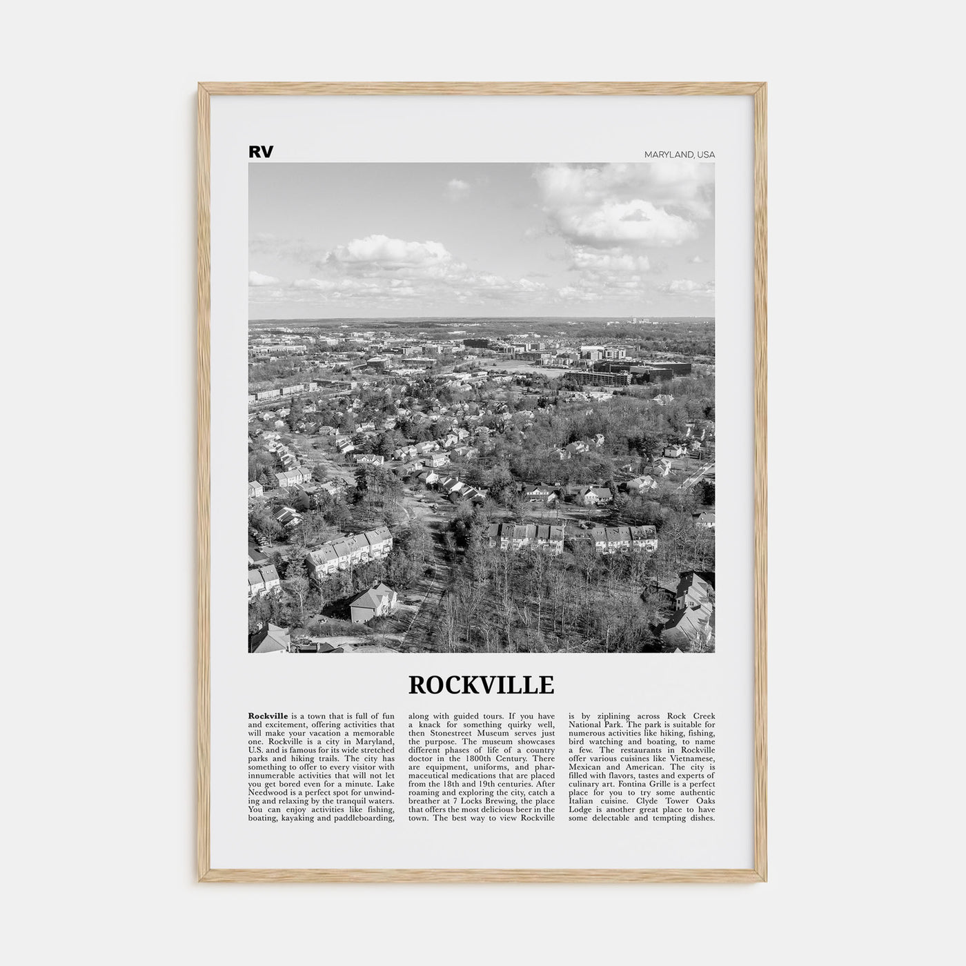Rockville Travel B&W Poster