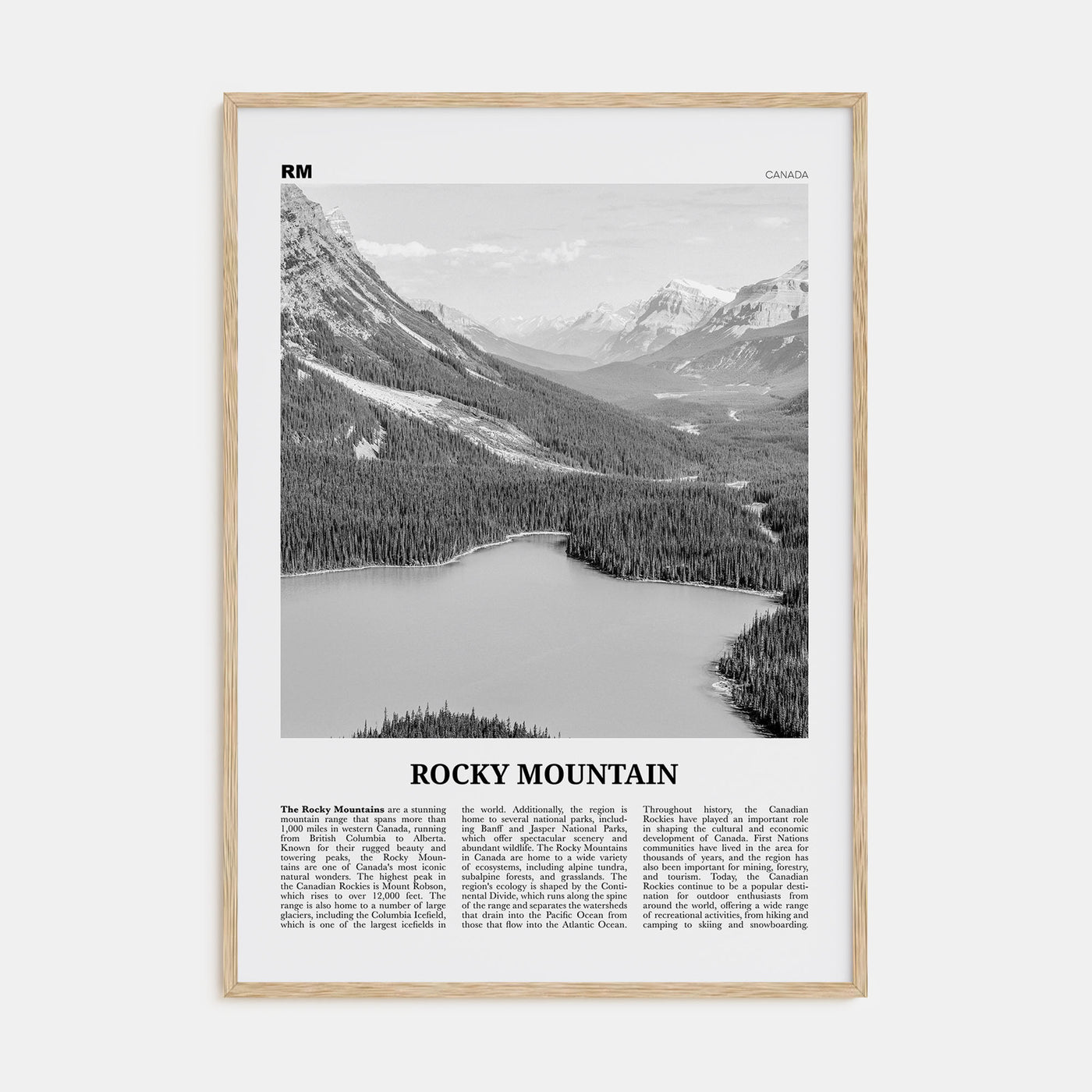 Rocky Mountain, Canada Travel B&W Poster
