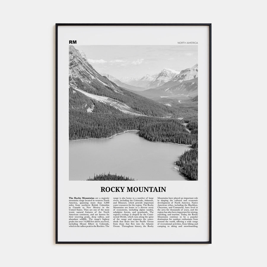 Rocky Mountain, North America Travel B&W Poster
