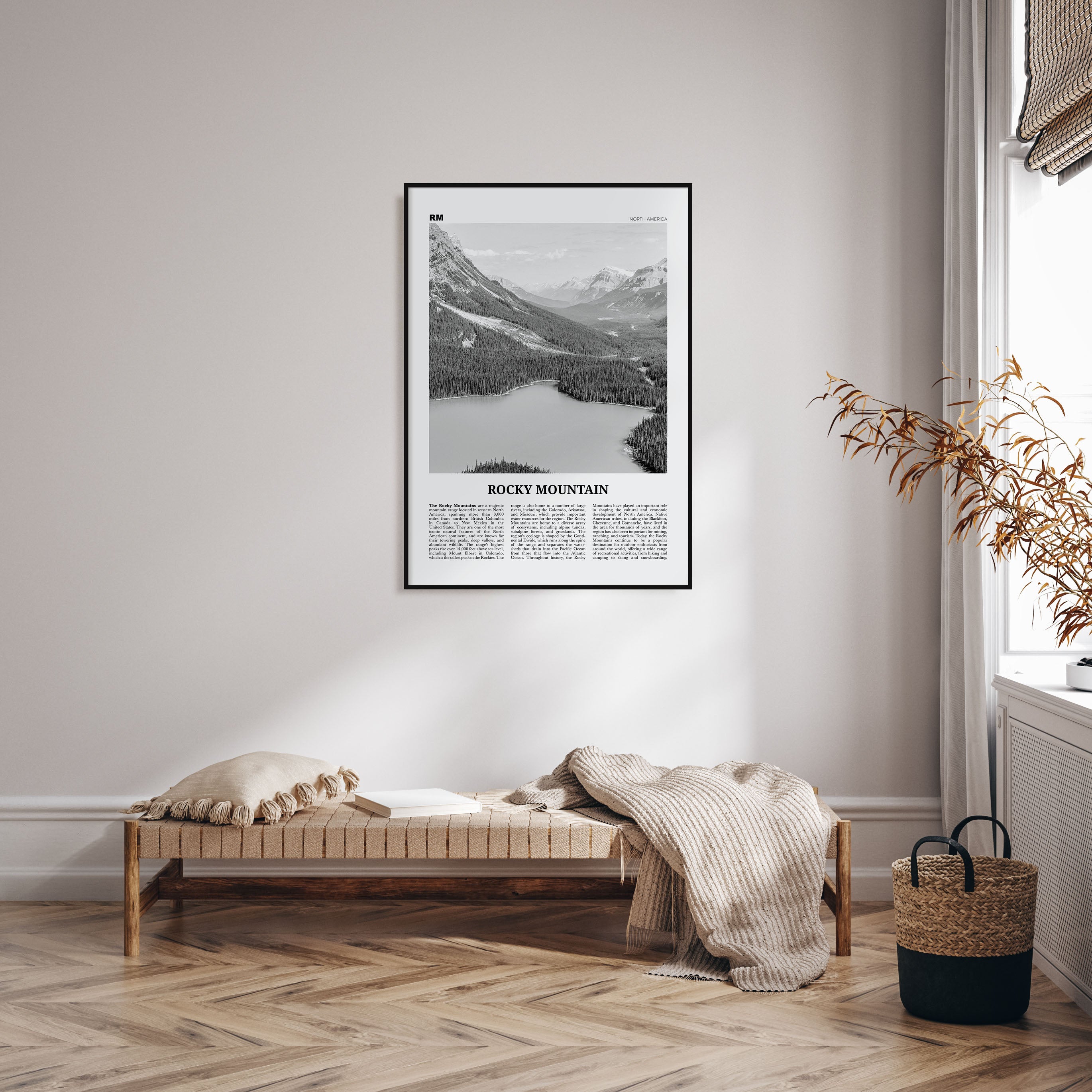 Rocky Mountain, North America Travel B&W Poster