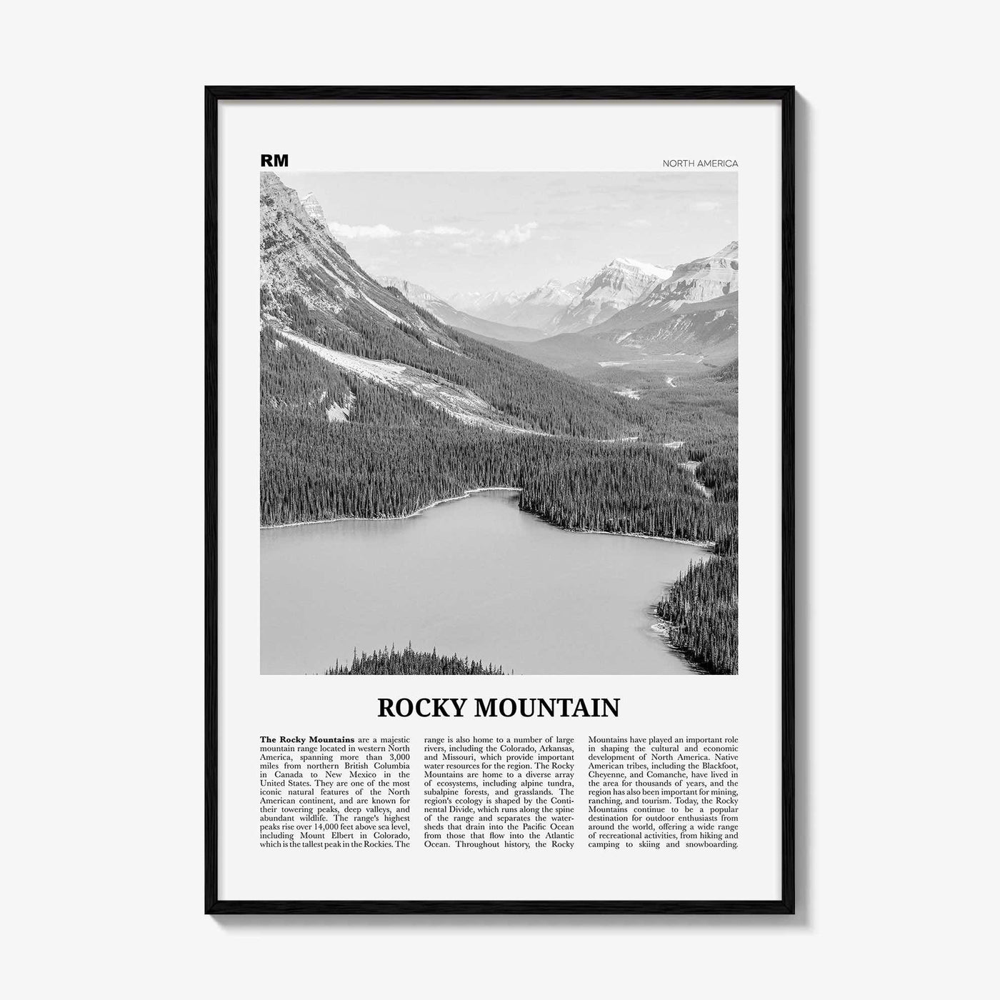Rocky Mountain Print Black and White North America, Rocky Mountain Wall Art, Rocky Mountain Poster, Rocky Mountain Photo, North America