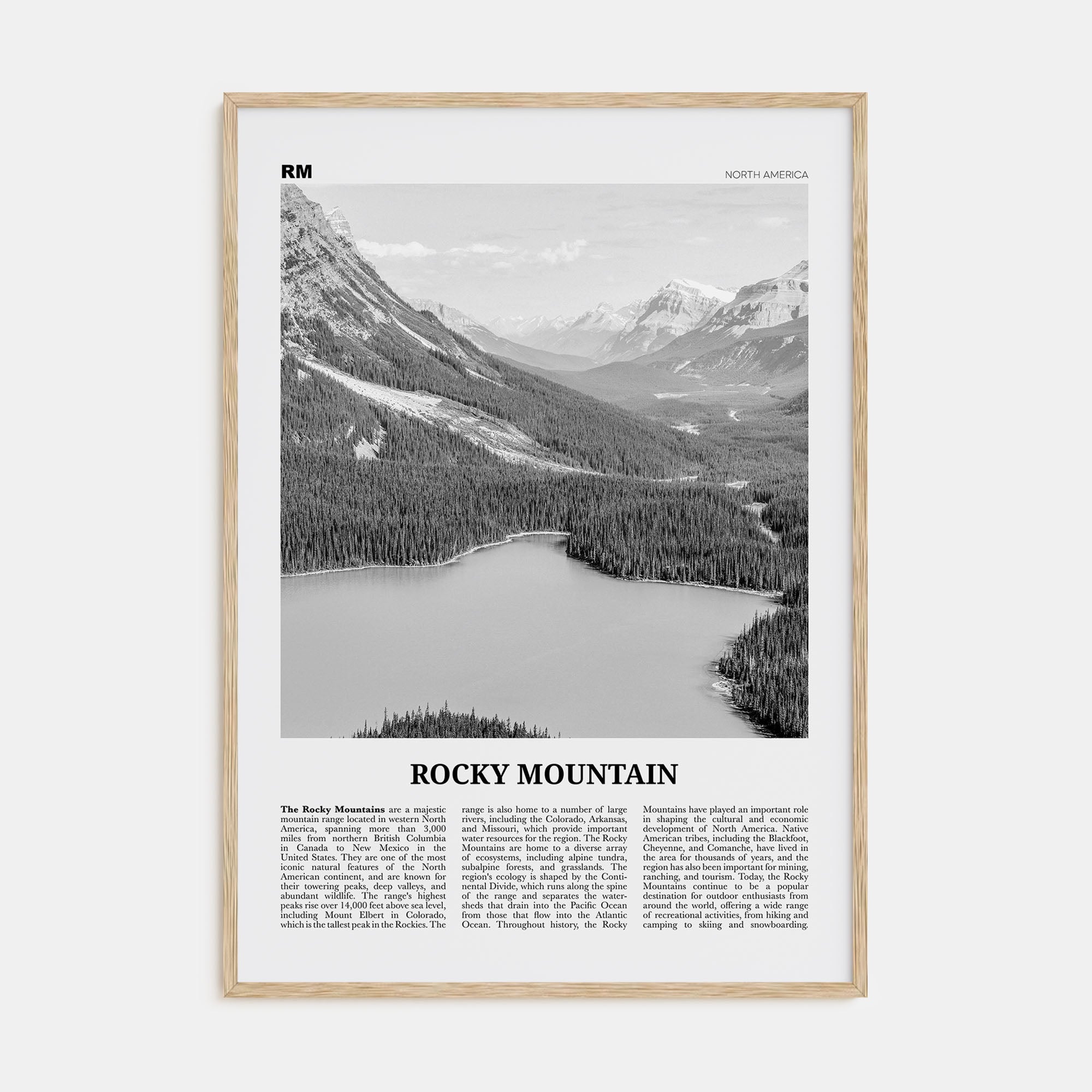 Rocky Mountain, North America Travel B&W Poster
