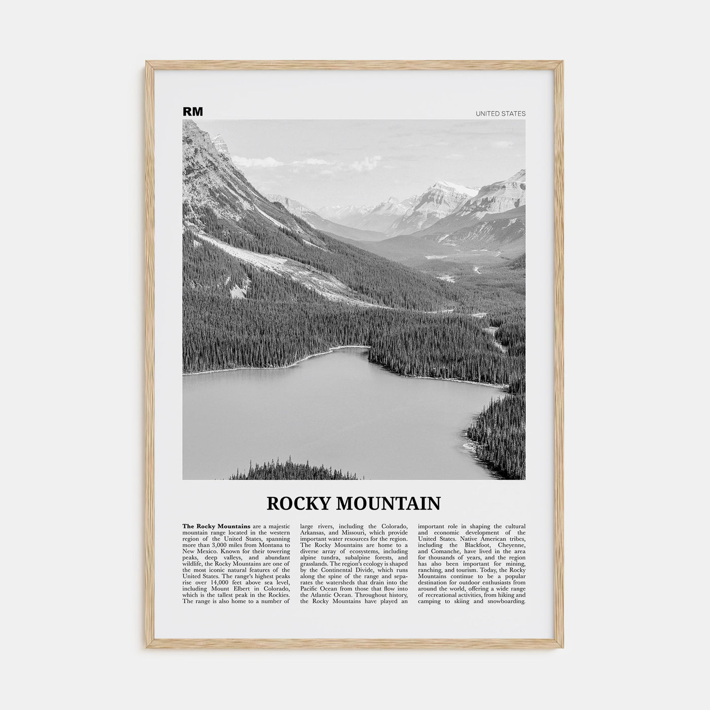Rocky Mountain, United States Travel B&W Poster