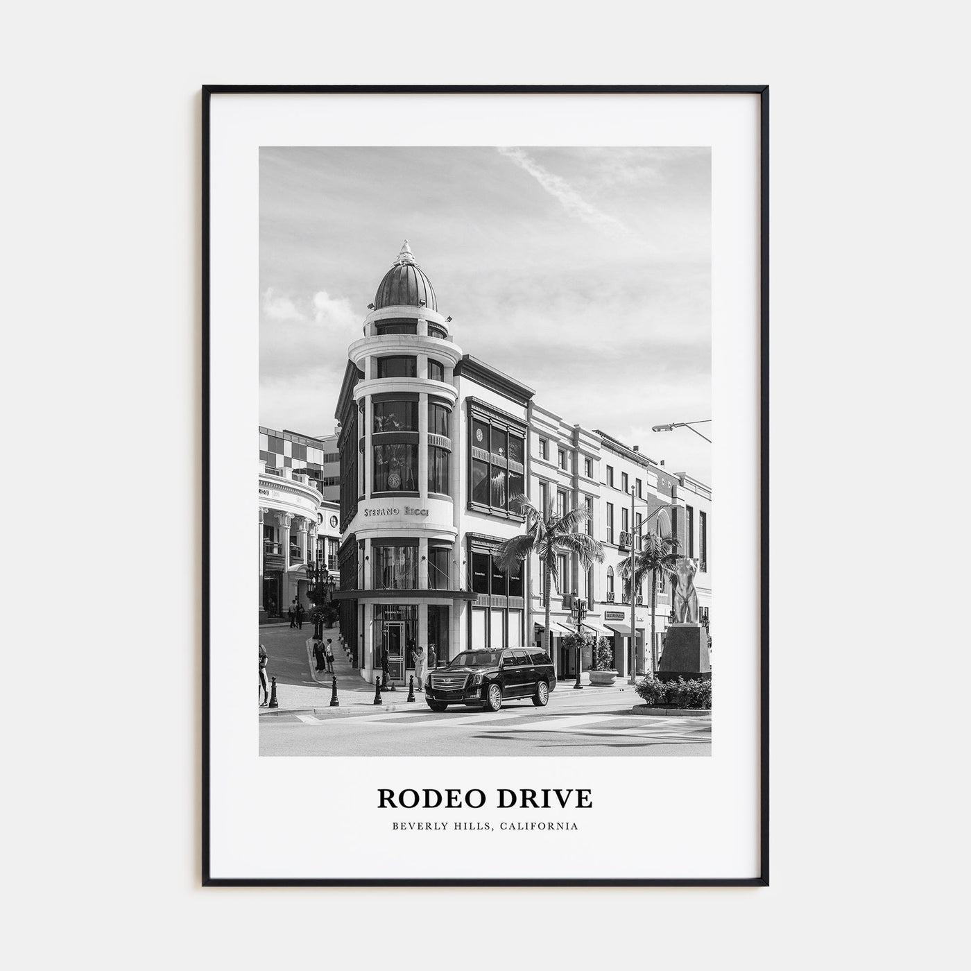 Rodeo Drive Portrait B&W Poster
