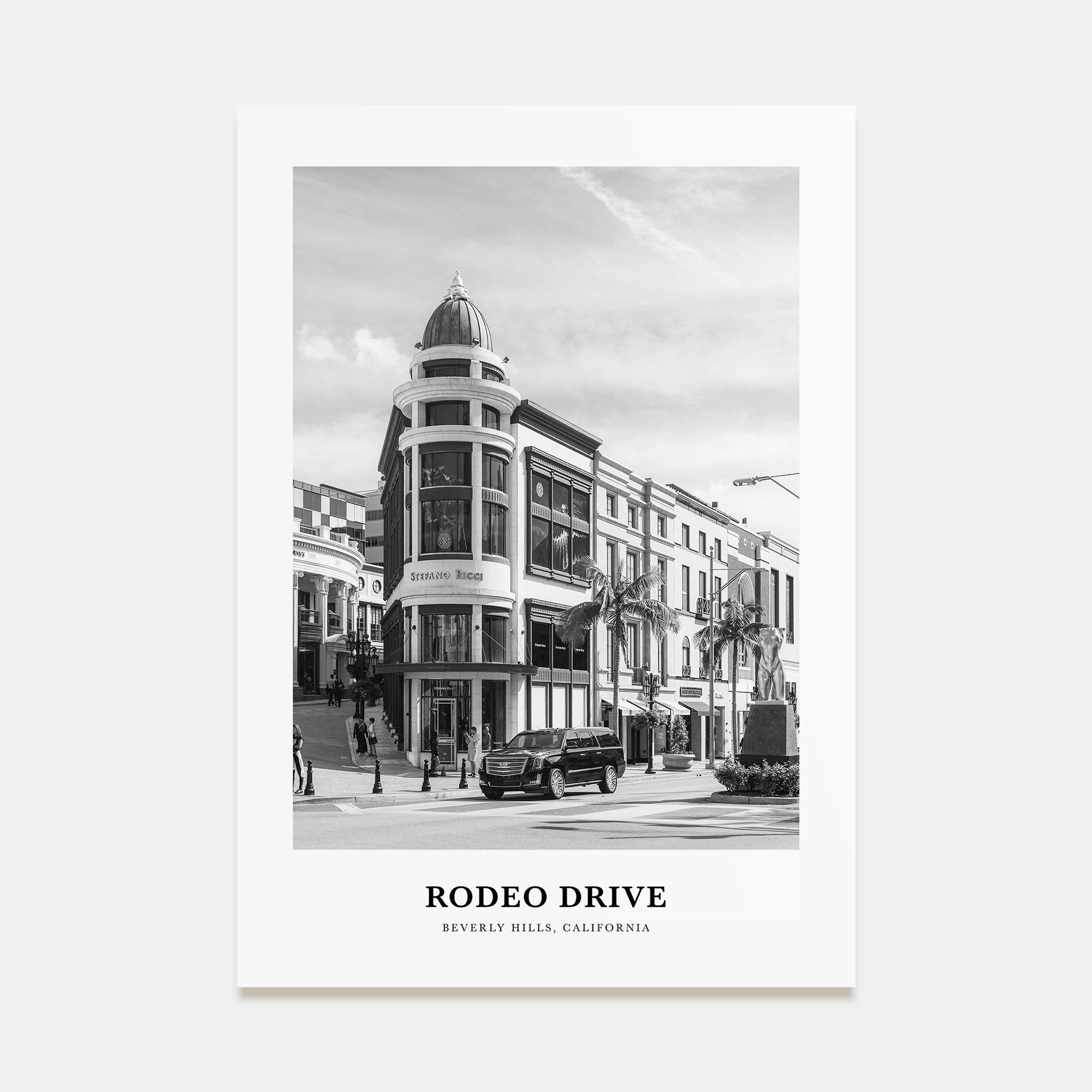 Rodeo Drive Portrait B&W Poster