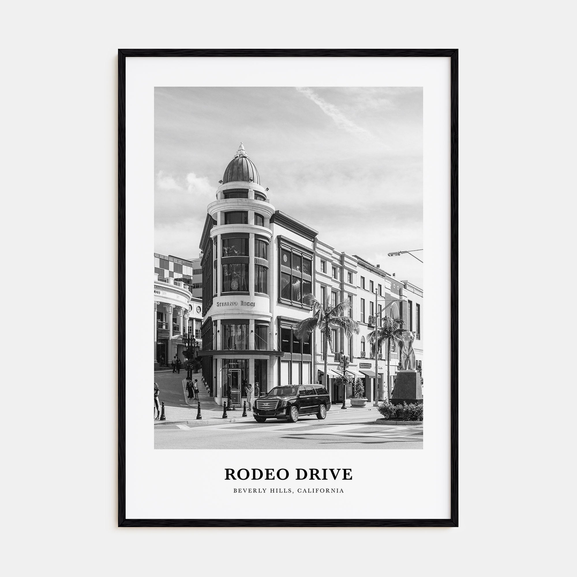 Rodeo Drive Portrait B&W Poster