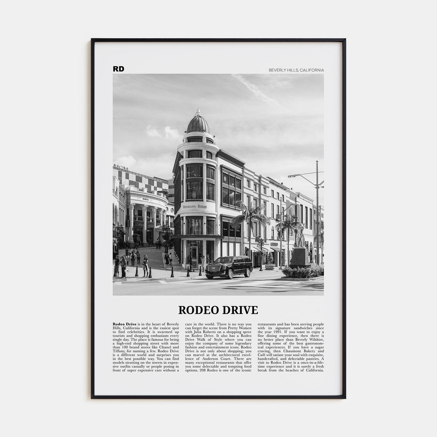 Rodeo Drive Travel B&W Poster