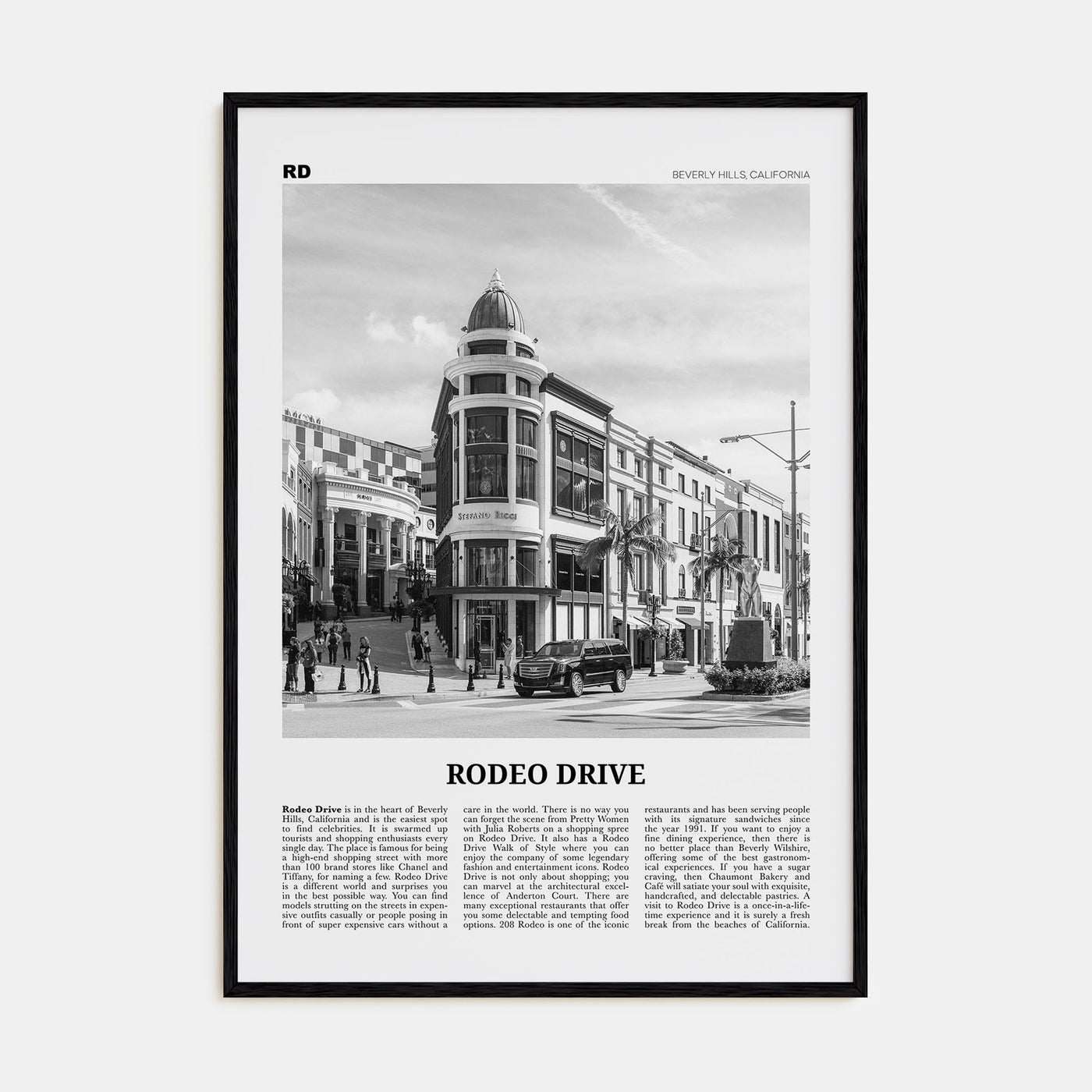 Rodeo Drive Travel B&W Poster
