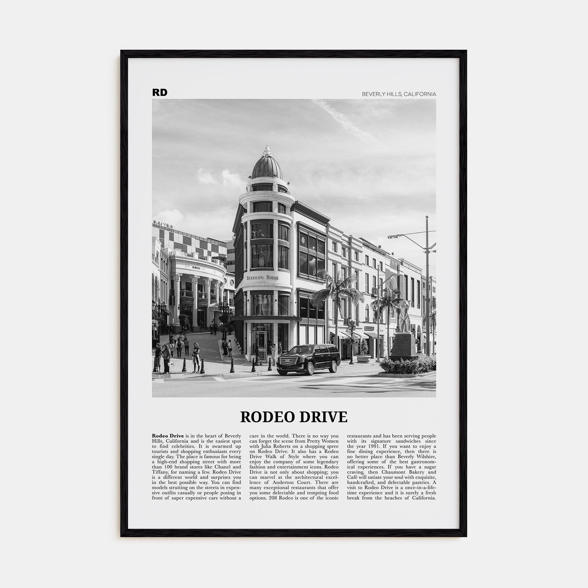 Rodeo Drive Travel B&W Poster