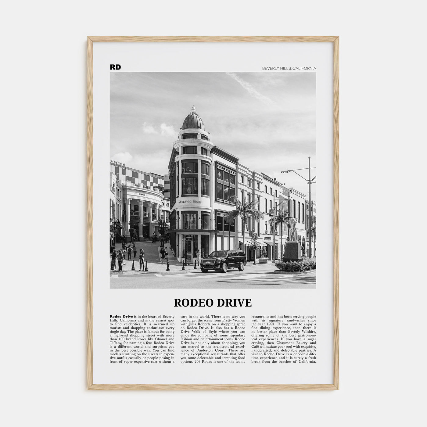 Rodeo Drive Travel B&W Poster