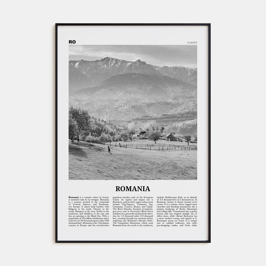 Romania Travel B&W Poster