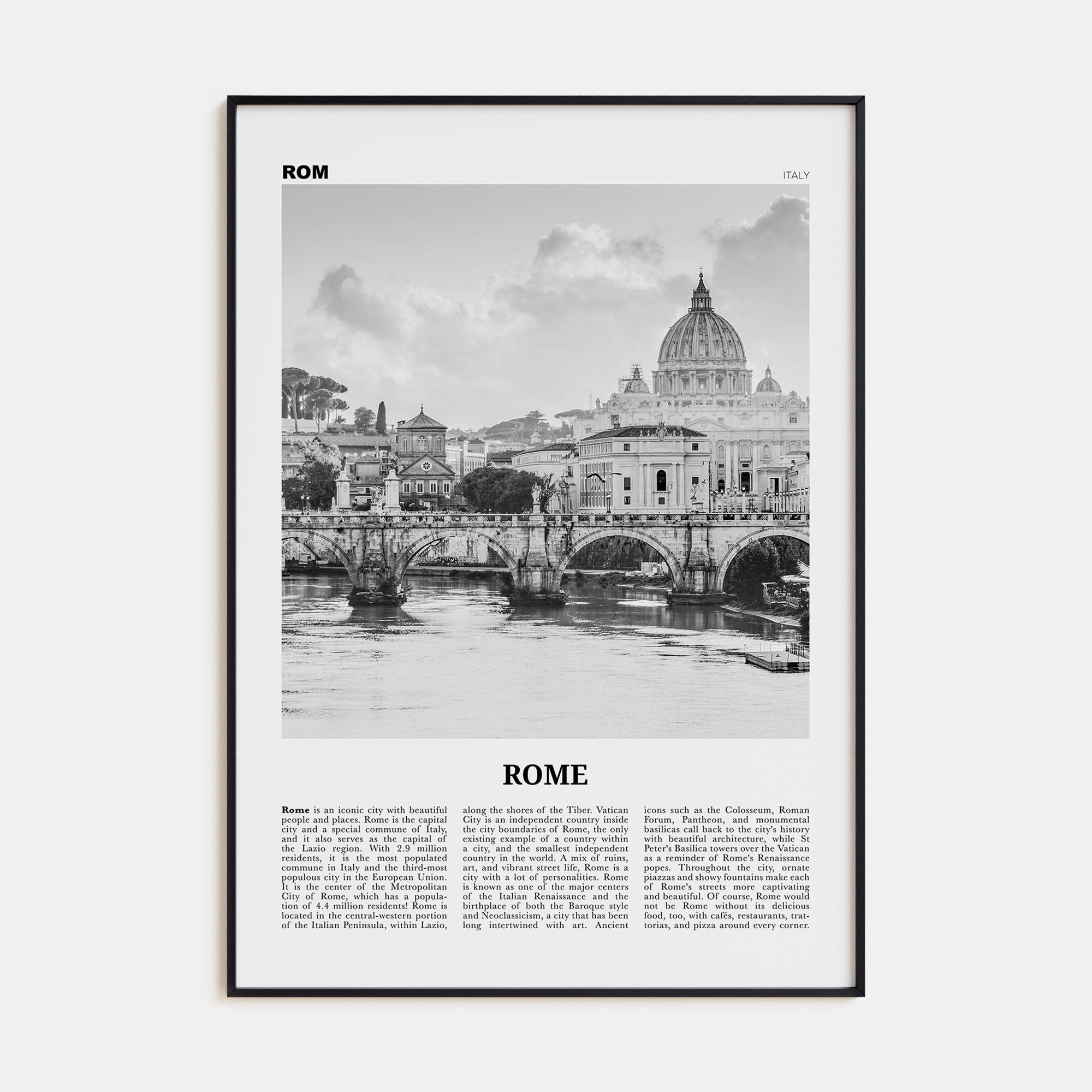 Rome Travel B&W No 1 Poster