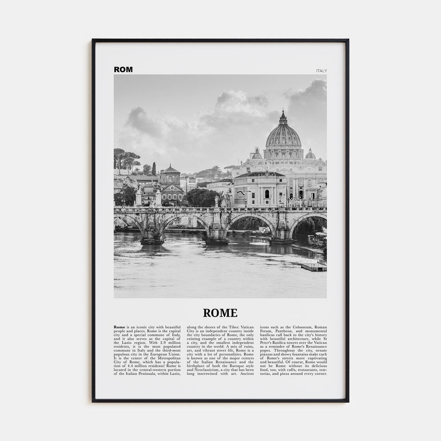 Rome Travel B&W No 1 Poster