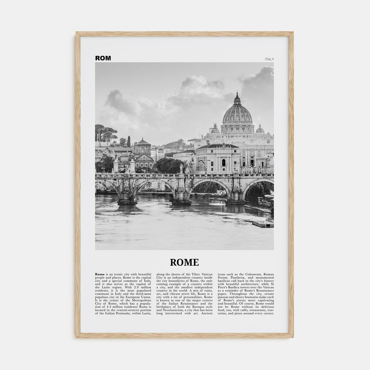 Rome Travel B&W No 1 Poster