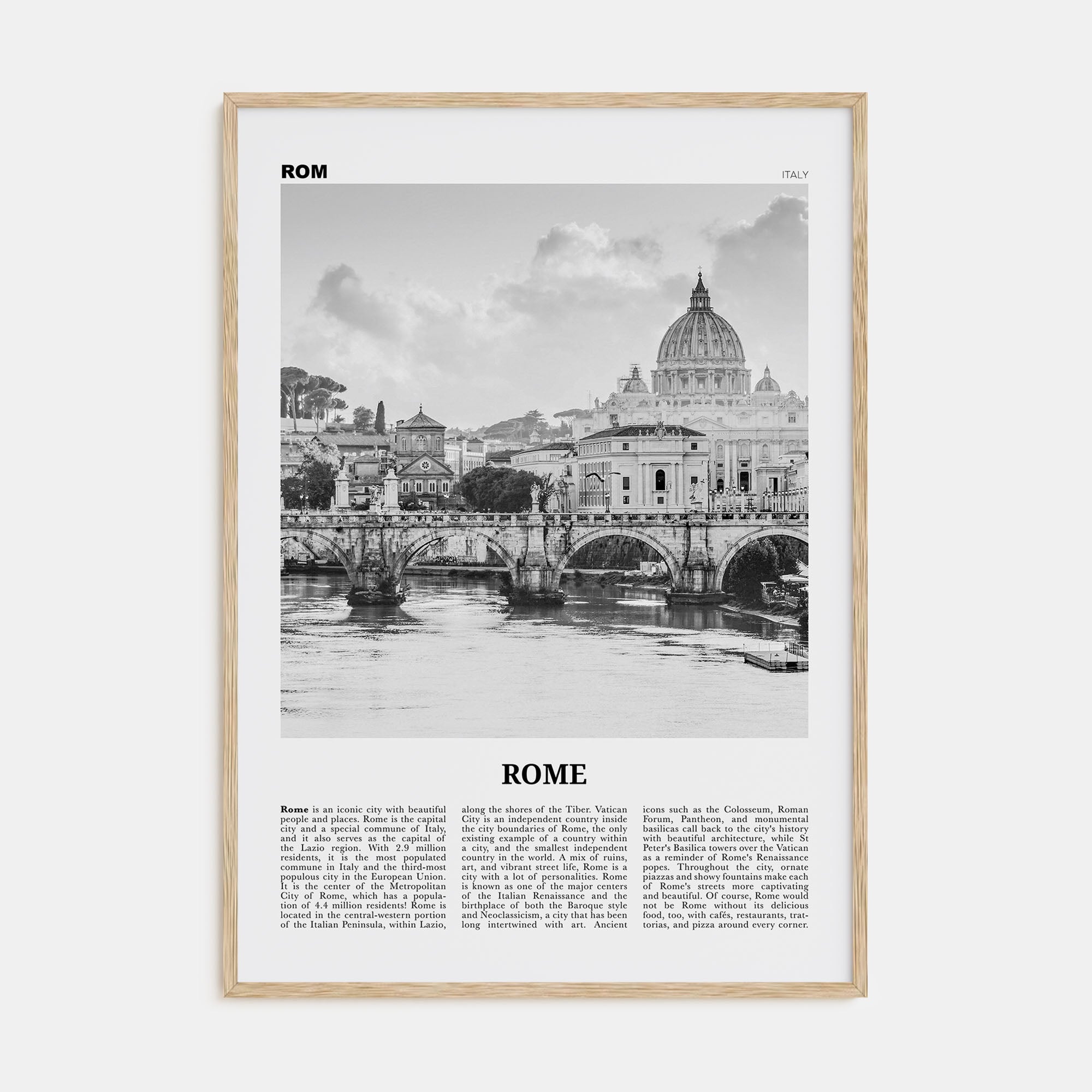 Rome Travel B&W No 1 Poster