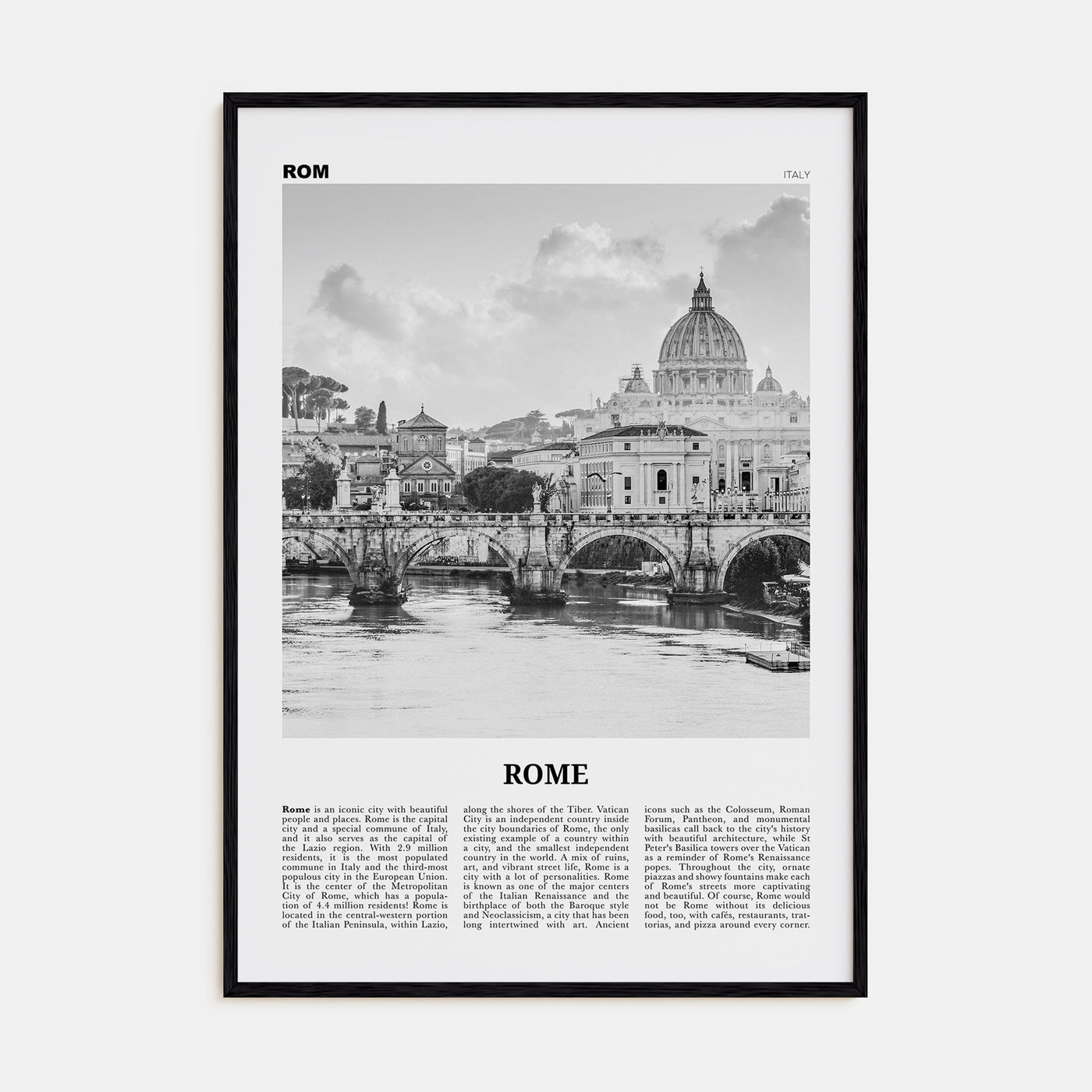 Rome Travel B&W No 1 Poster