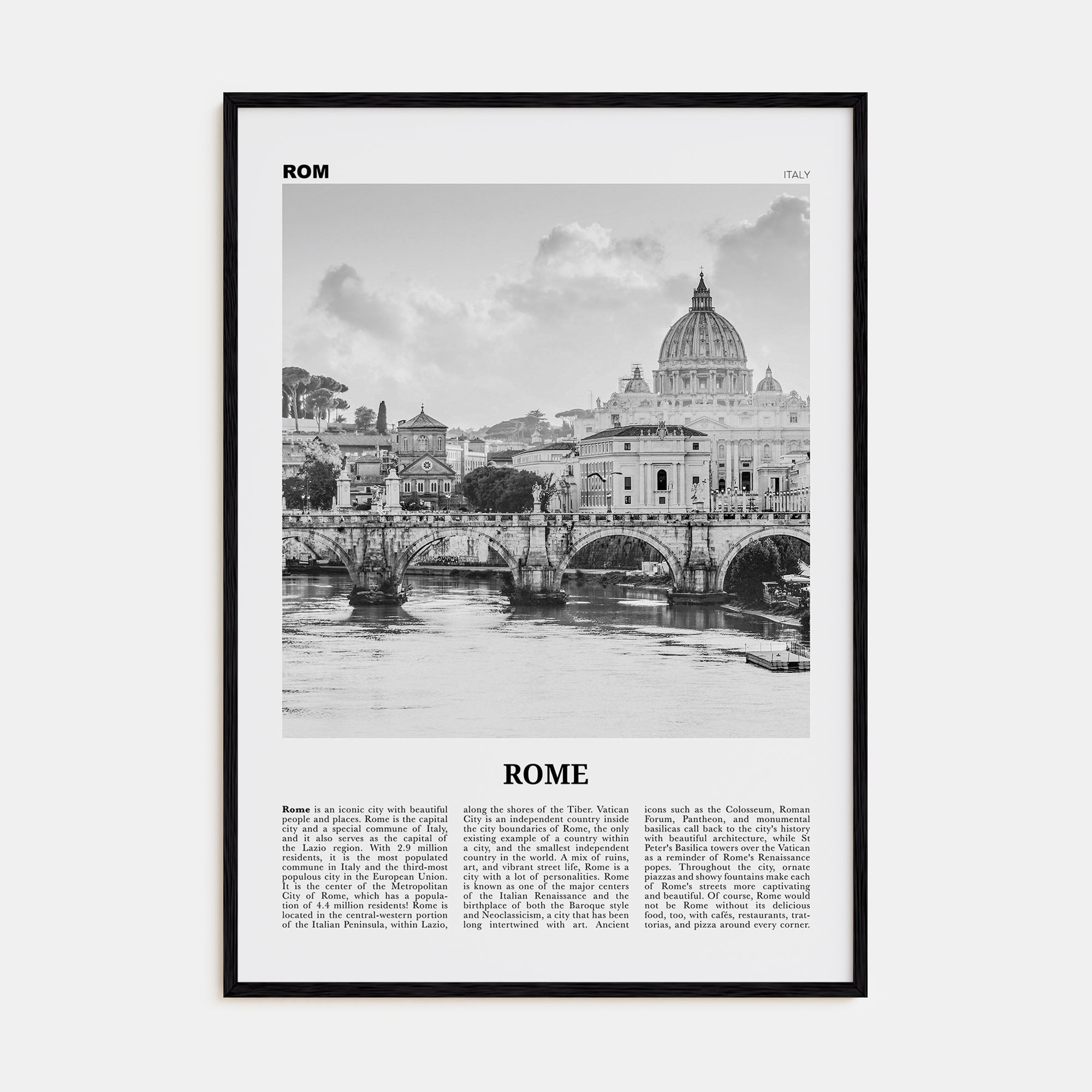 Rome Travel B&W No 1 Poster