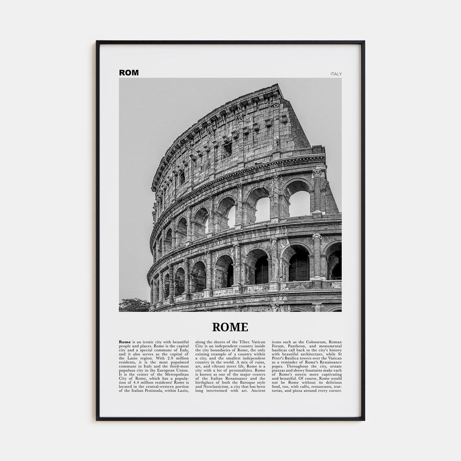 Rome Travel B&W No 2 Poster