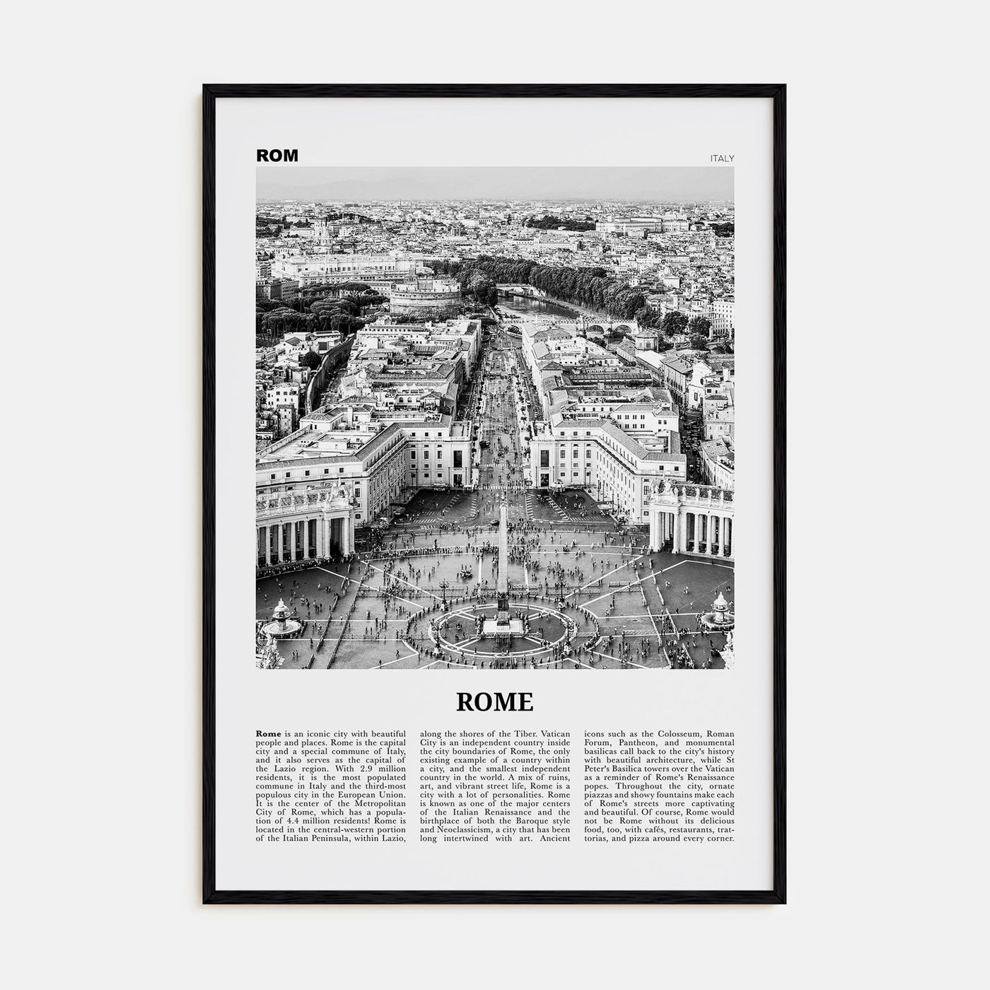 Rome Travel B&W No 3 Poster