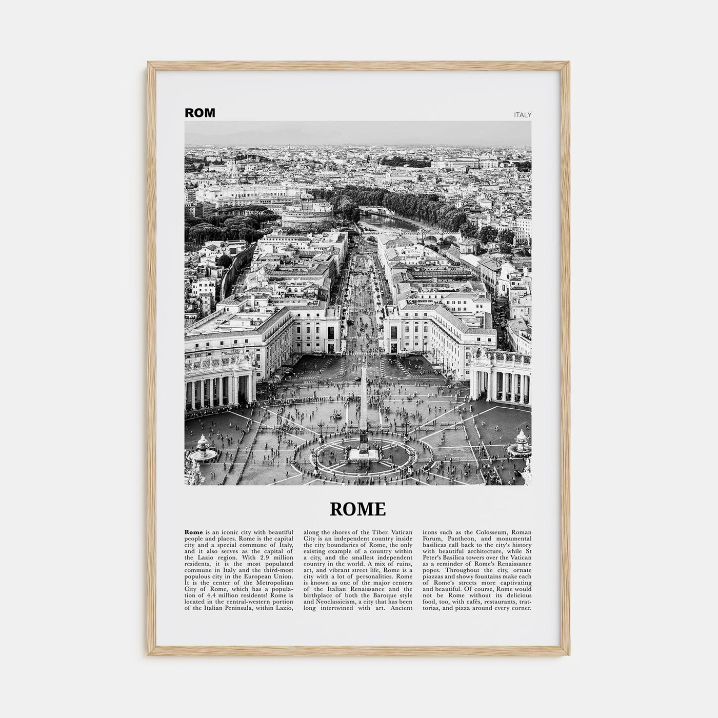 Rome Travel B&W No 3 Poster