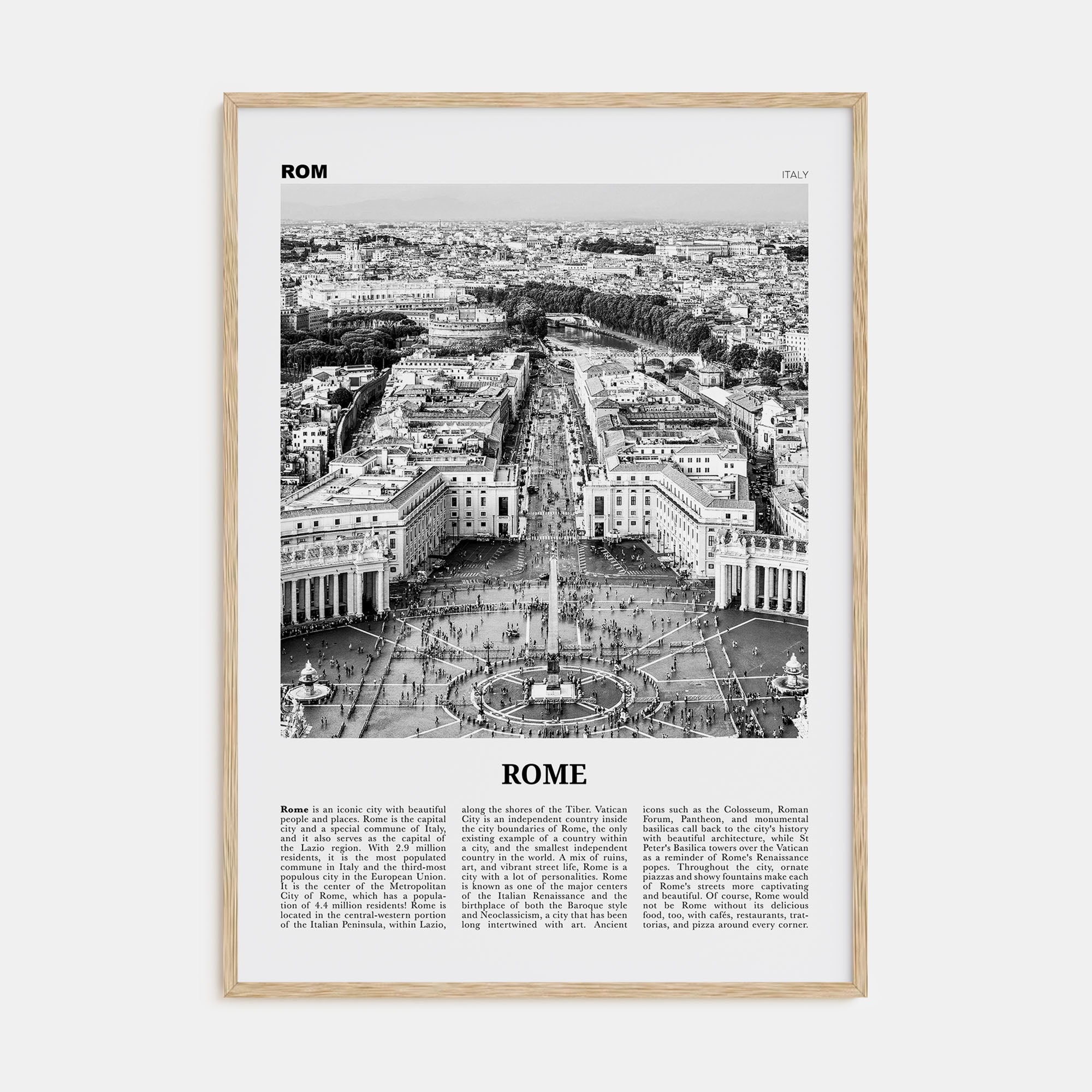 Rome Travel B&W No 3 Poster
