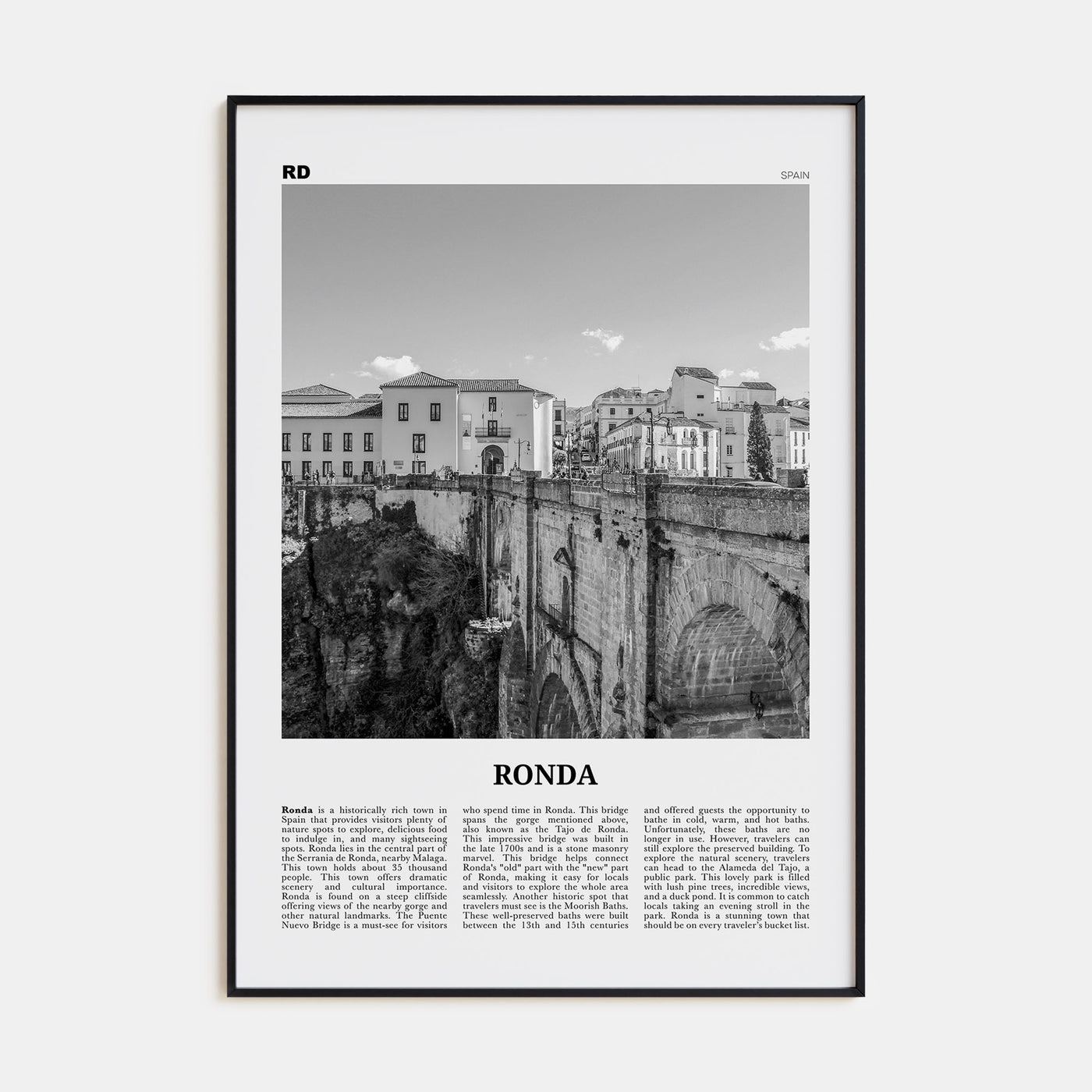 Ronda Travel B&W Poster