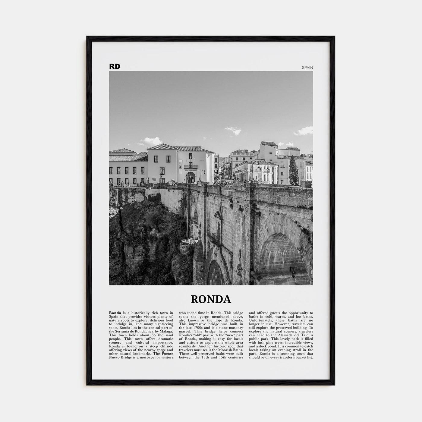 Ronda Travel B&W Poster