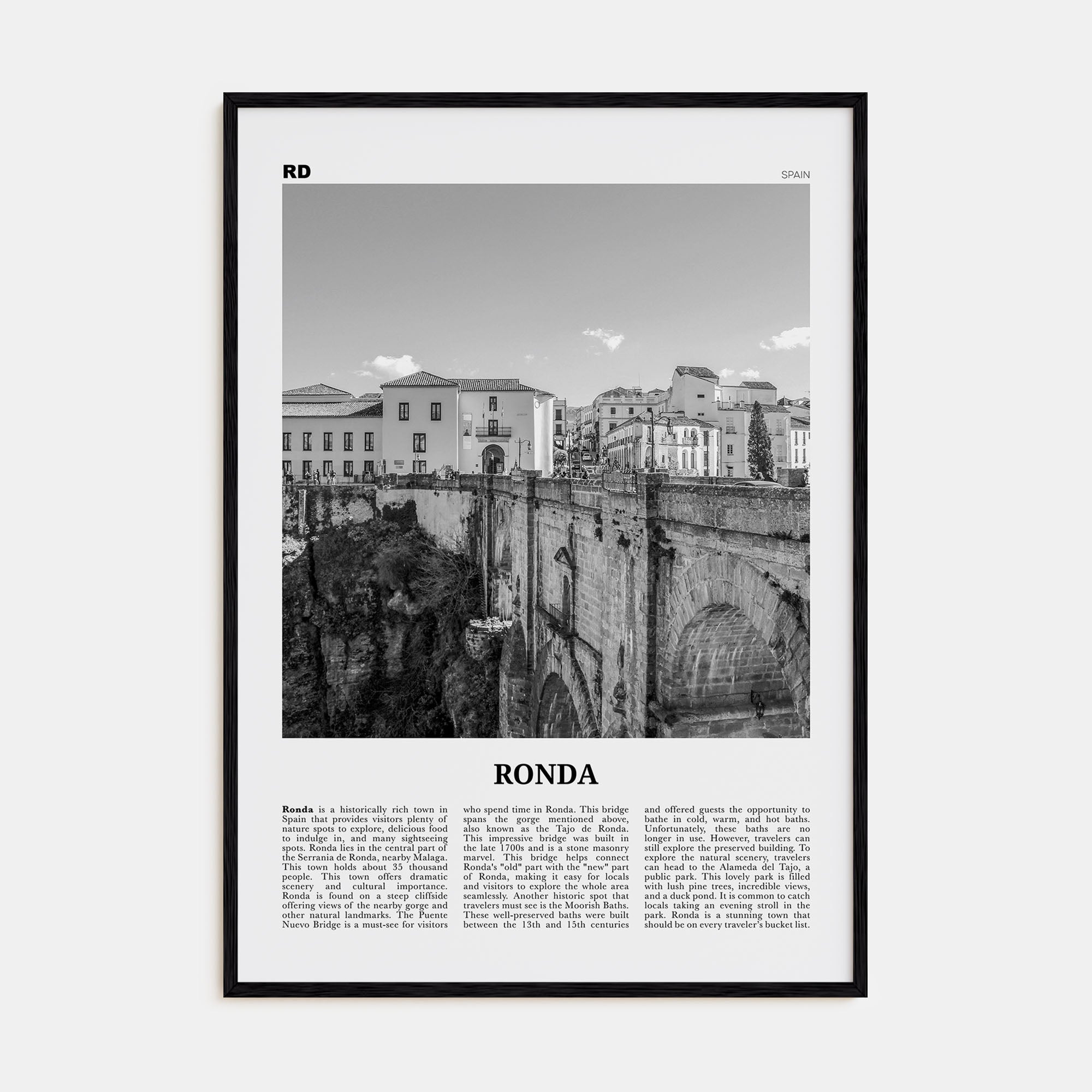 Ronda Travel B&W Poster