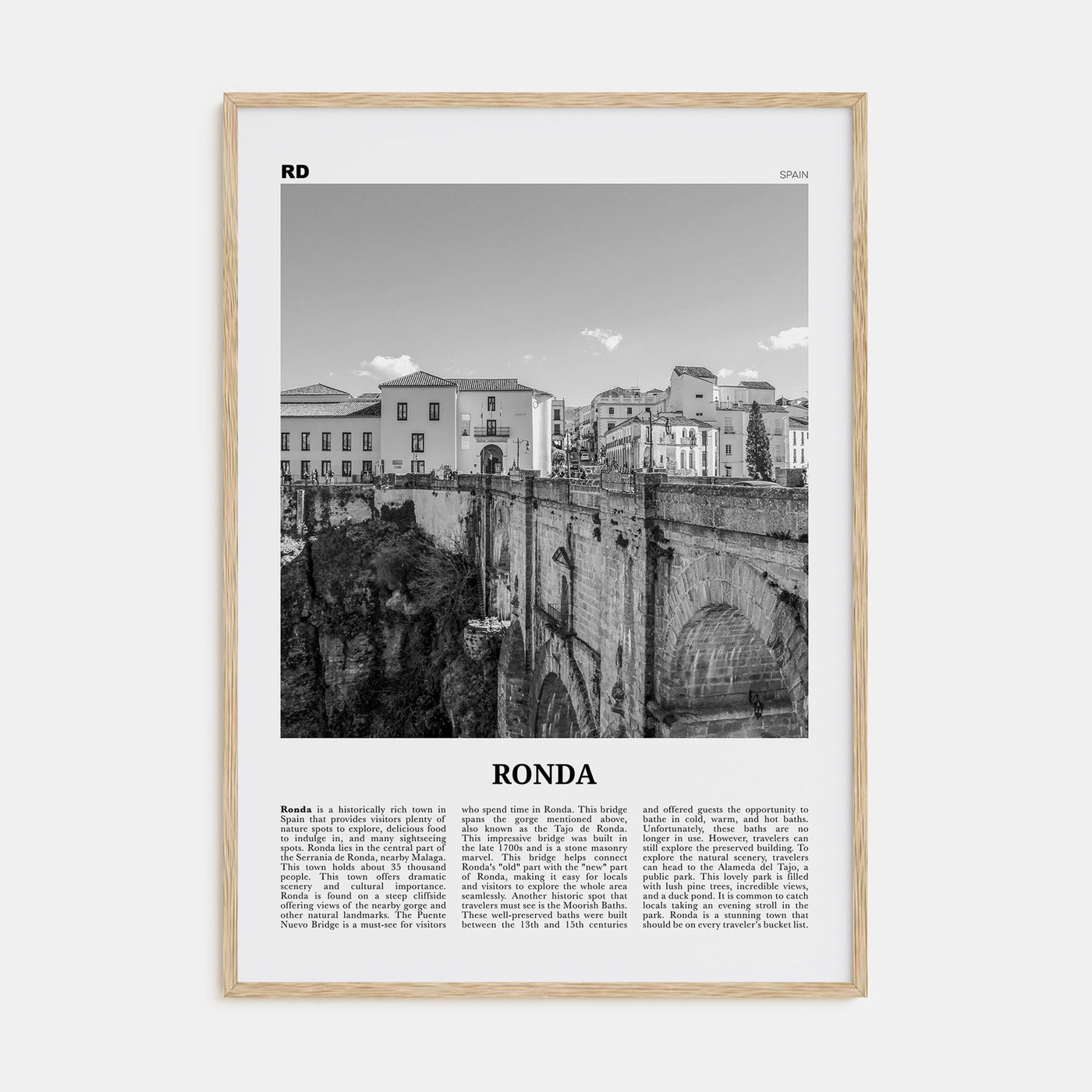 Ronda Travel B&W Poster
