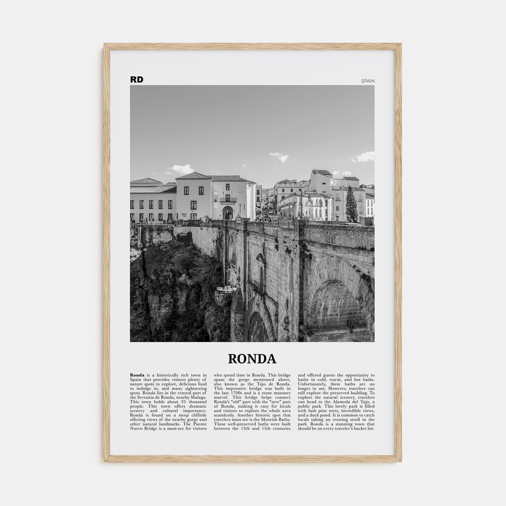 Ronda Travel B&W Poster