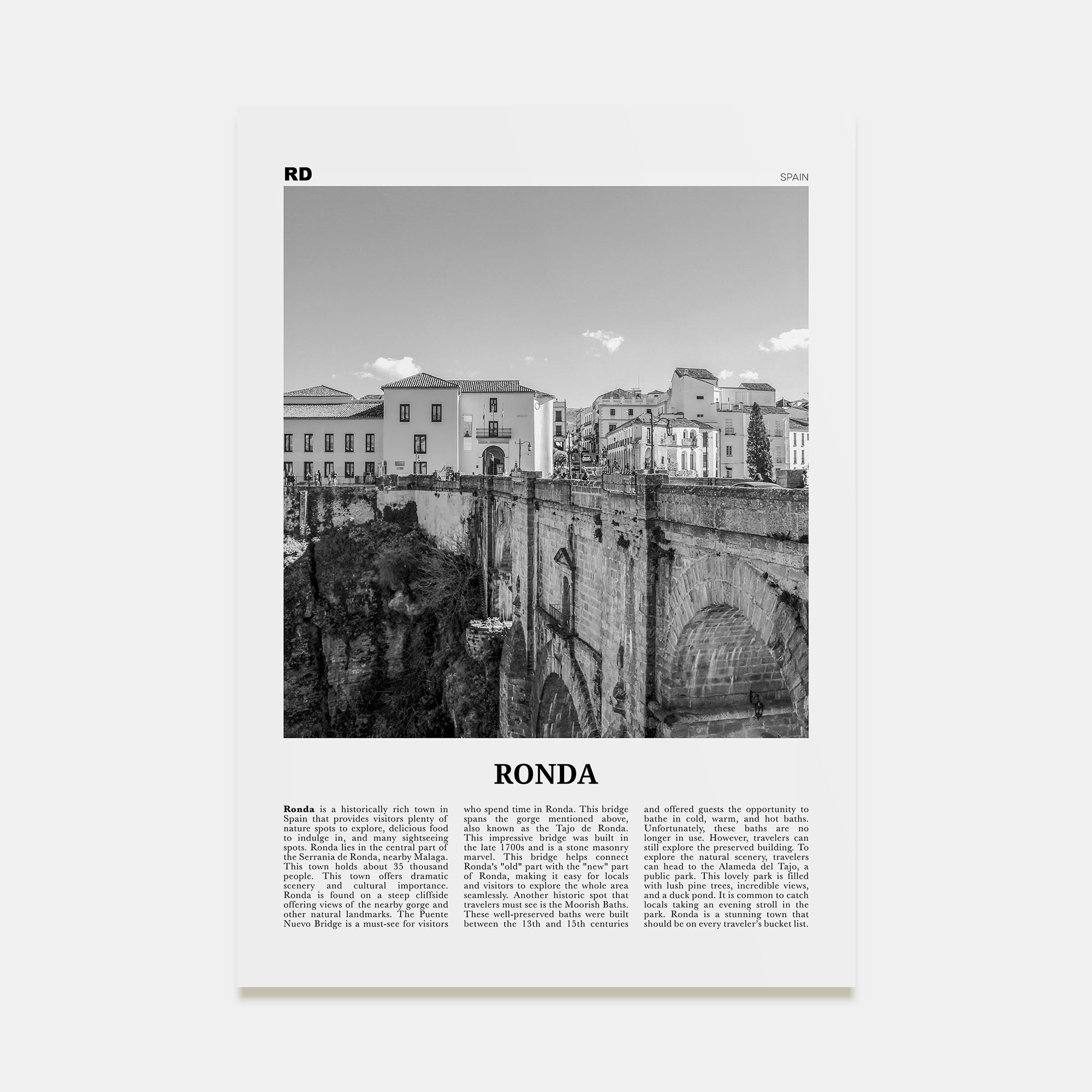 Ronda Travel B&W Poster