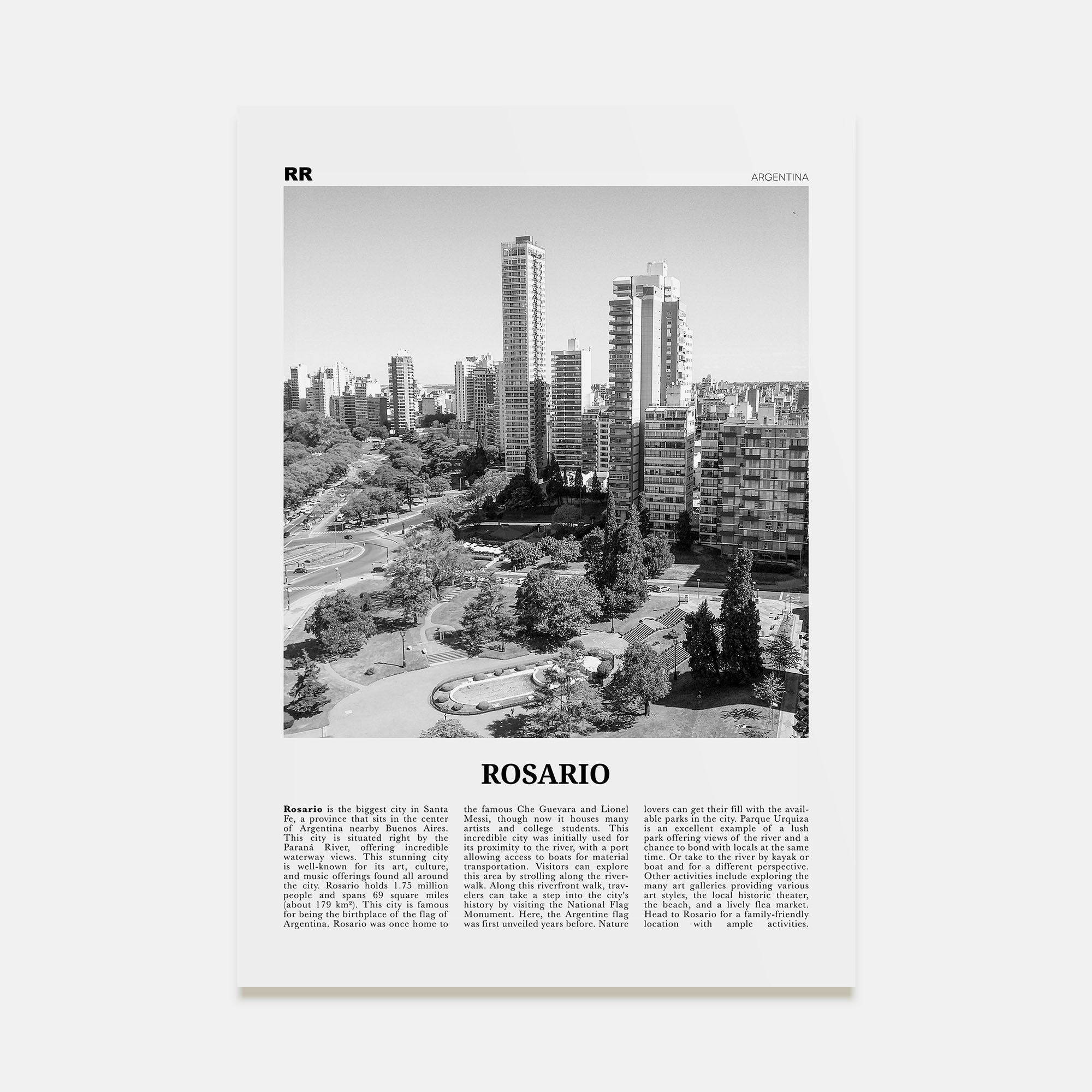 Rosario Travel B&W No 1 Poster