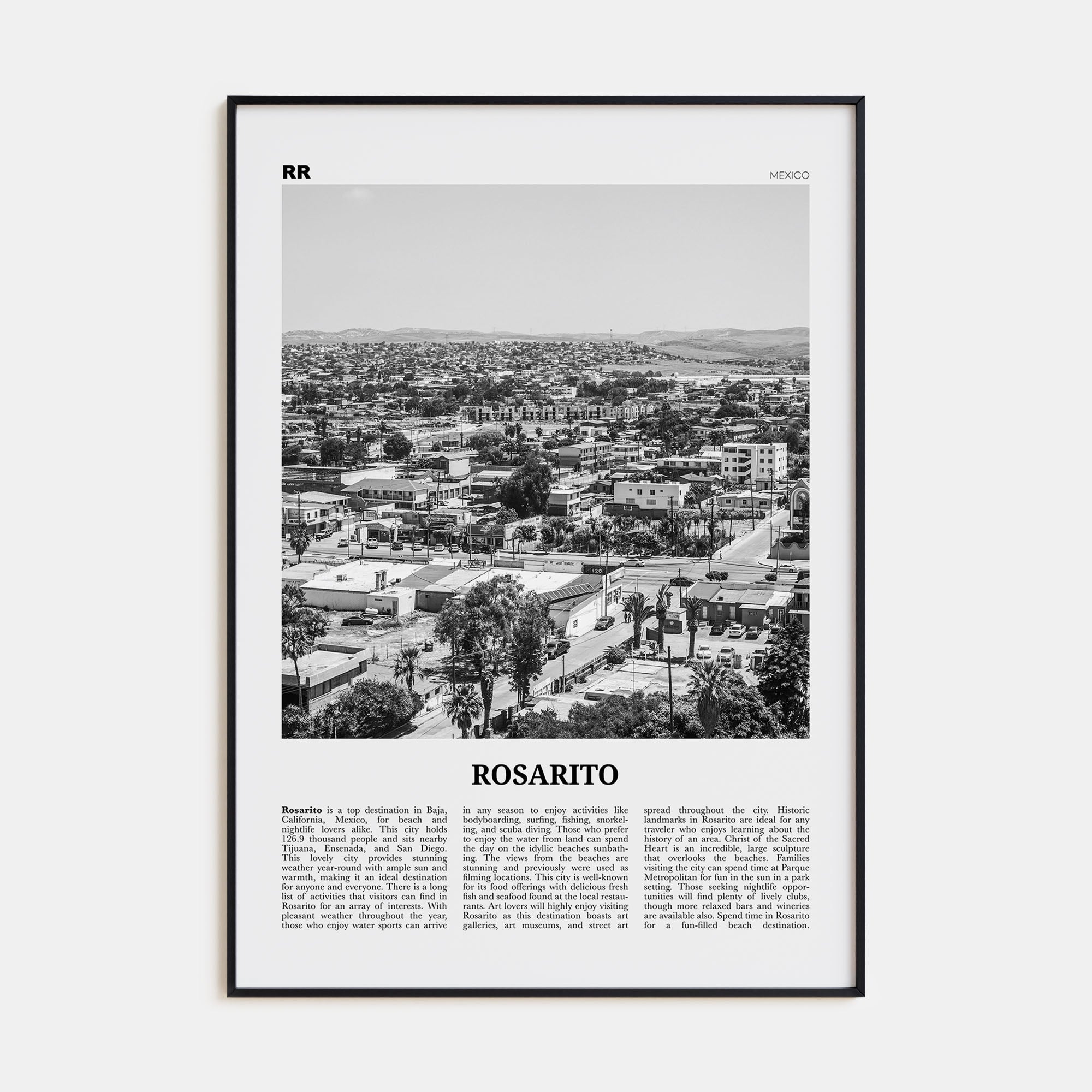 Rosarito Travel B&W Poster