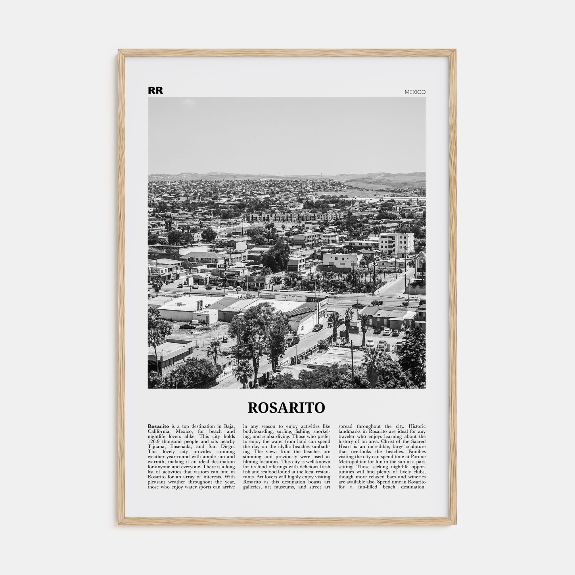 Rosarito Travel B&W Poster