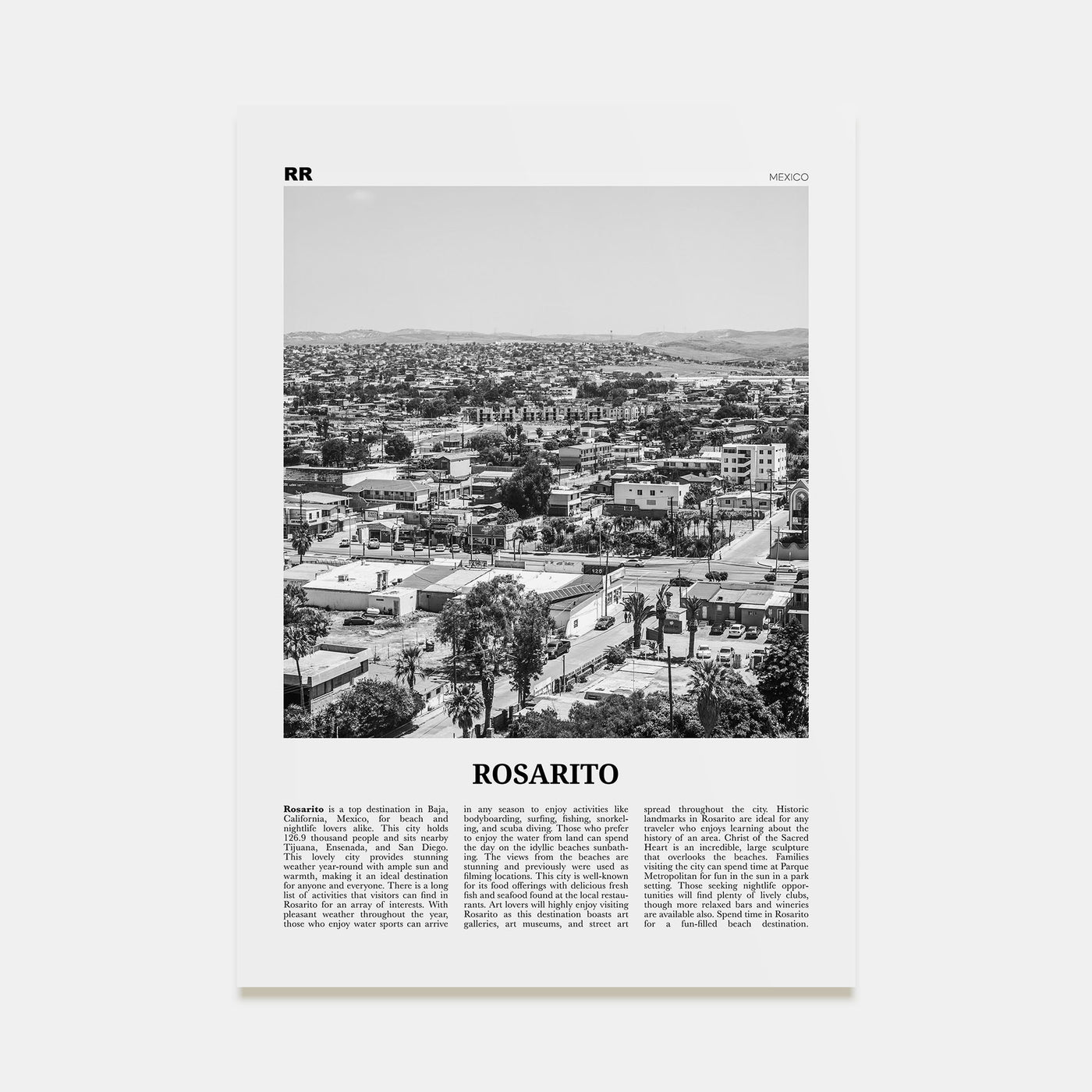 Rosarito Travel B&W Poster