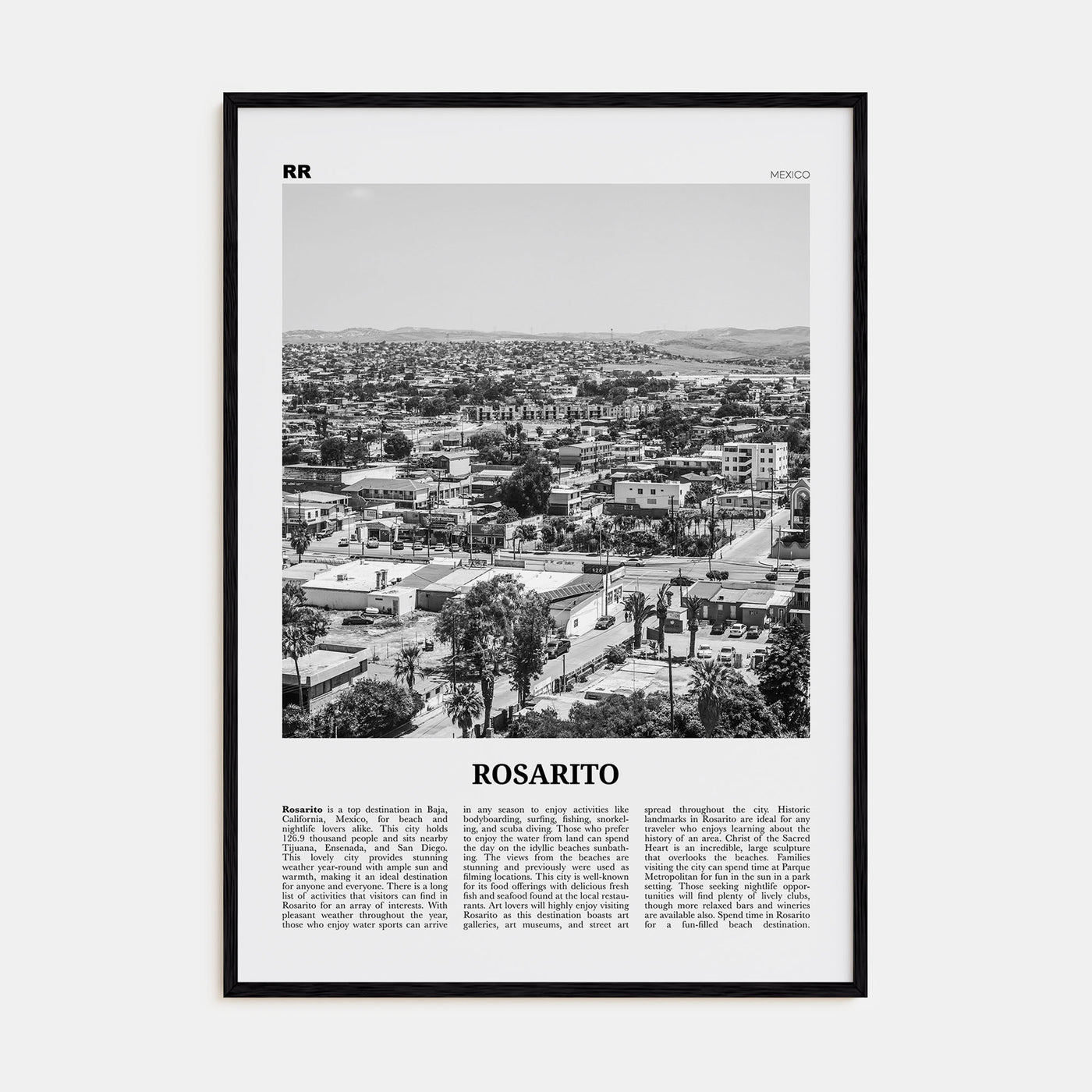 Rosarito Travel B&W Poster