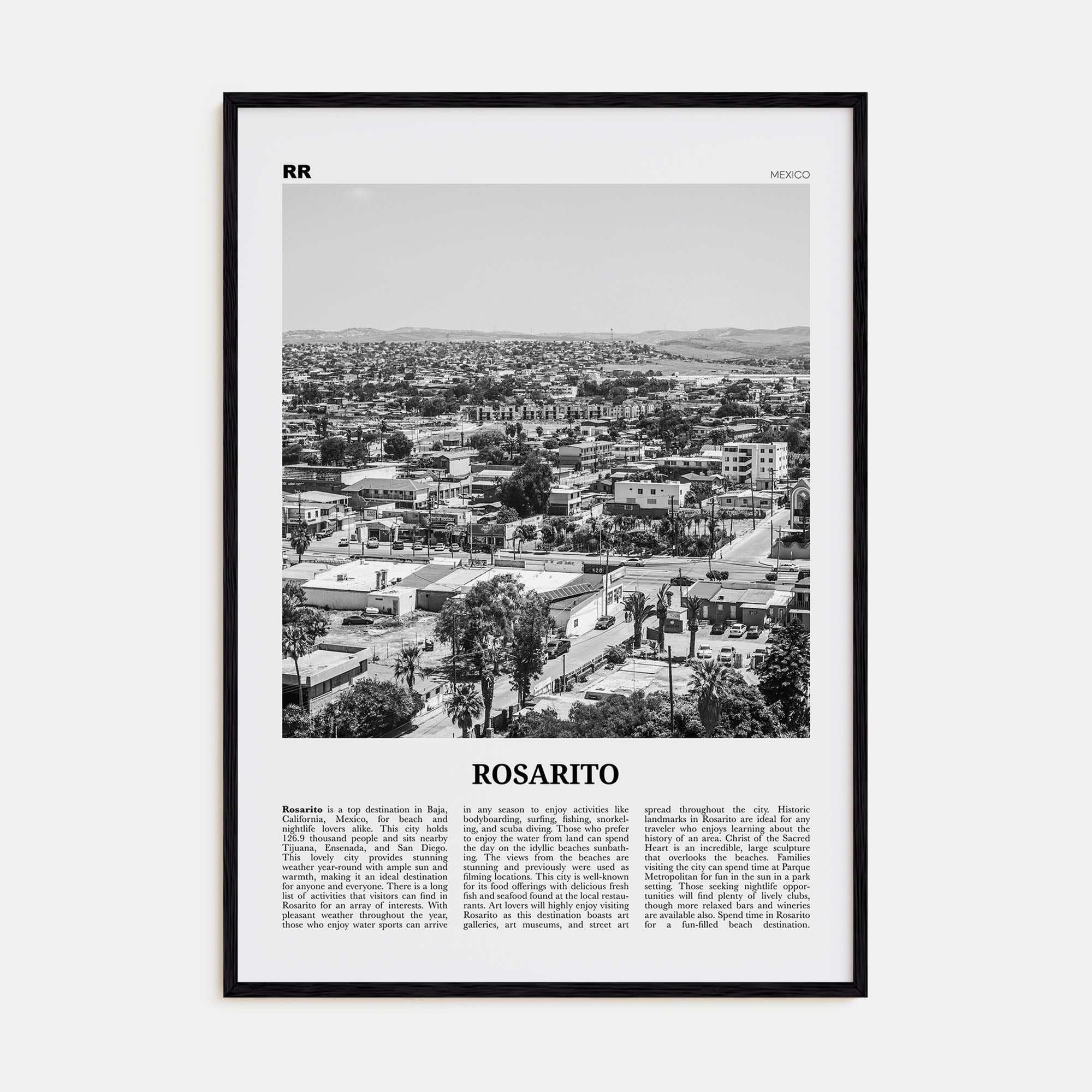 Rosarito Travel B&W Poster