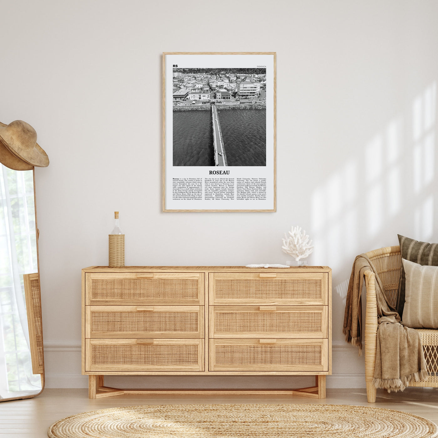 Roseau Travel B&W Poster